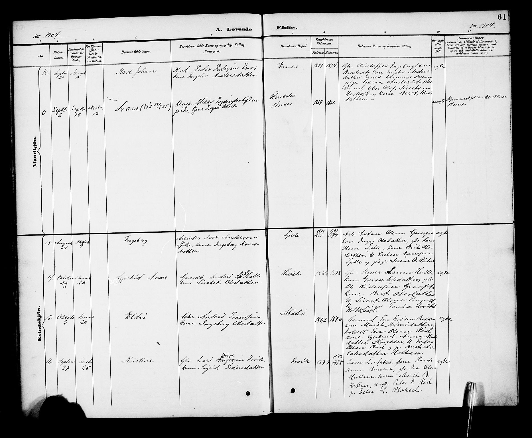 Ministerialprotokoller, klokkerbøker og fødselsregistre - Møre og Romsdal, AV/SAT-A-1454/551/L0632: Parish register (copy) no. 551C04, 1894-1920, p. 61