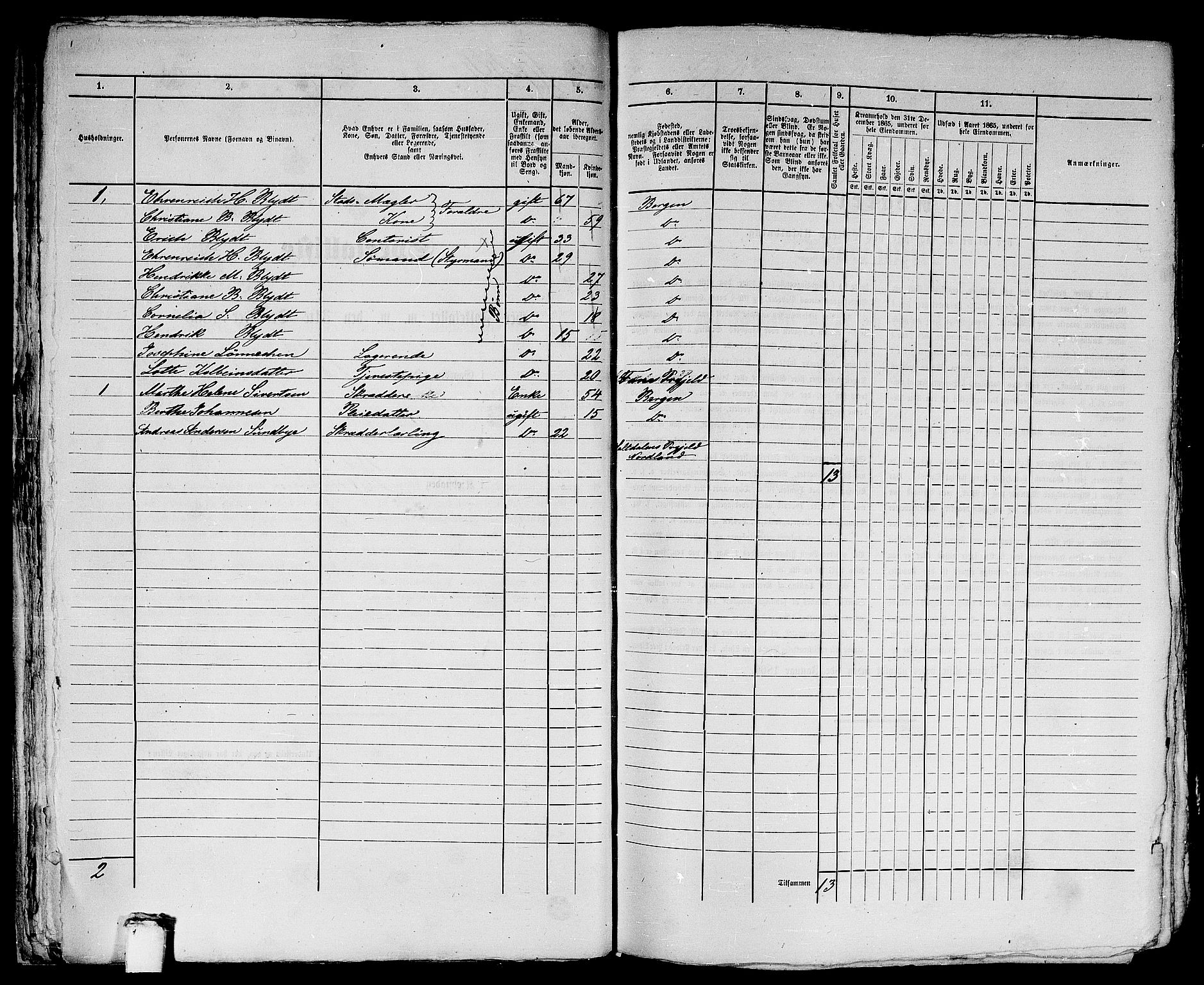 RA, 1865 census for Bergen, 1865, p. 2102