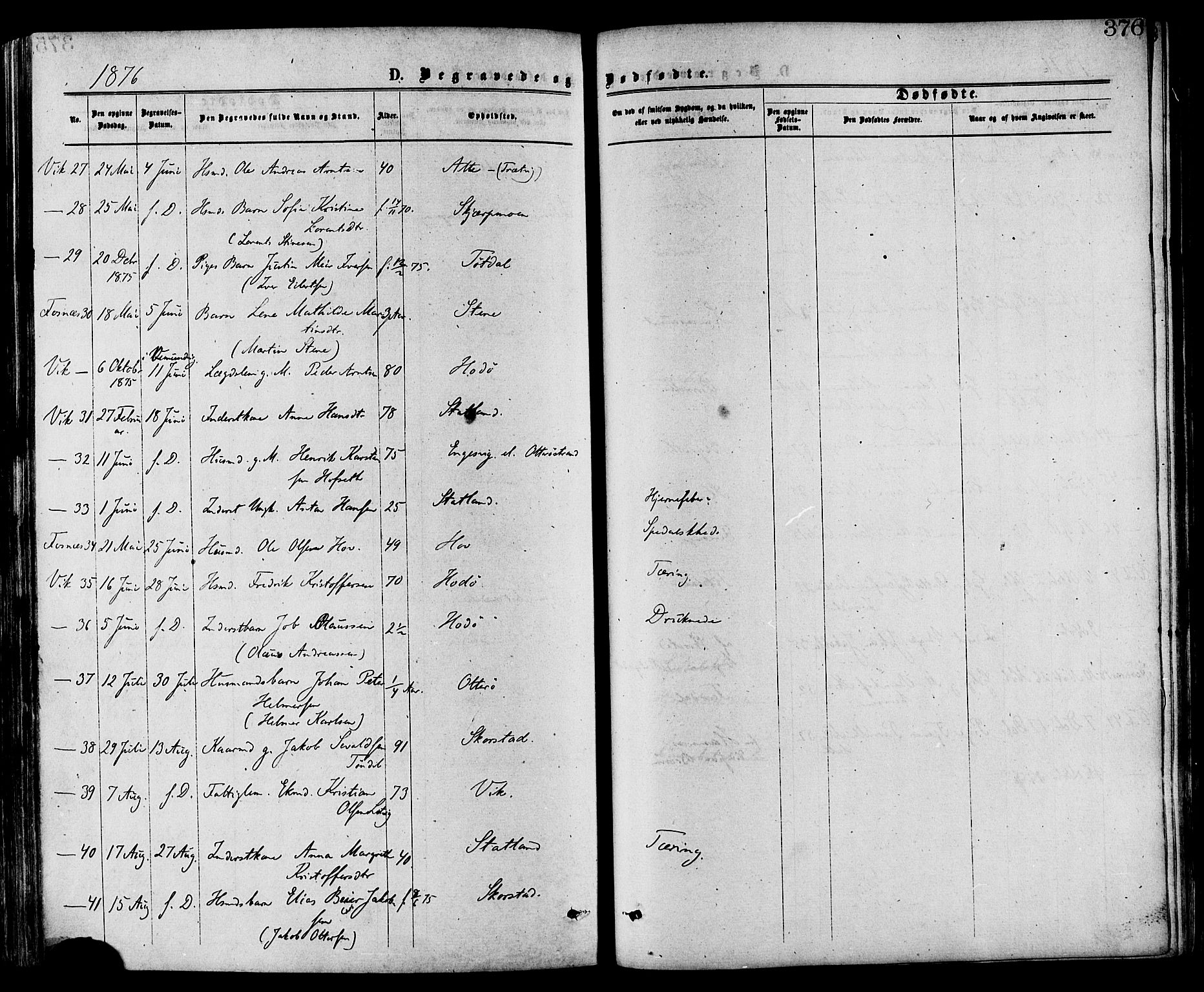 Ministerialprotokoller, klokkerbøker og fødselsregistre - Nord-Trøndelag, SAT/A-1458/773/L0616: Parish register (official) no. 773A07, 1870-1887, p. 376