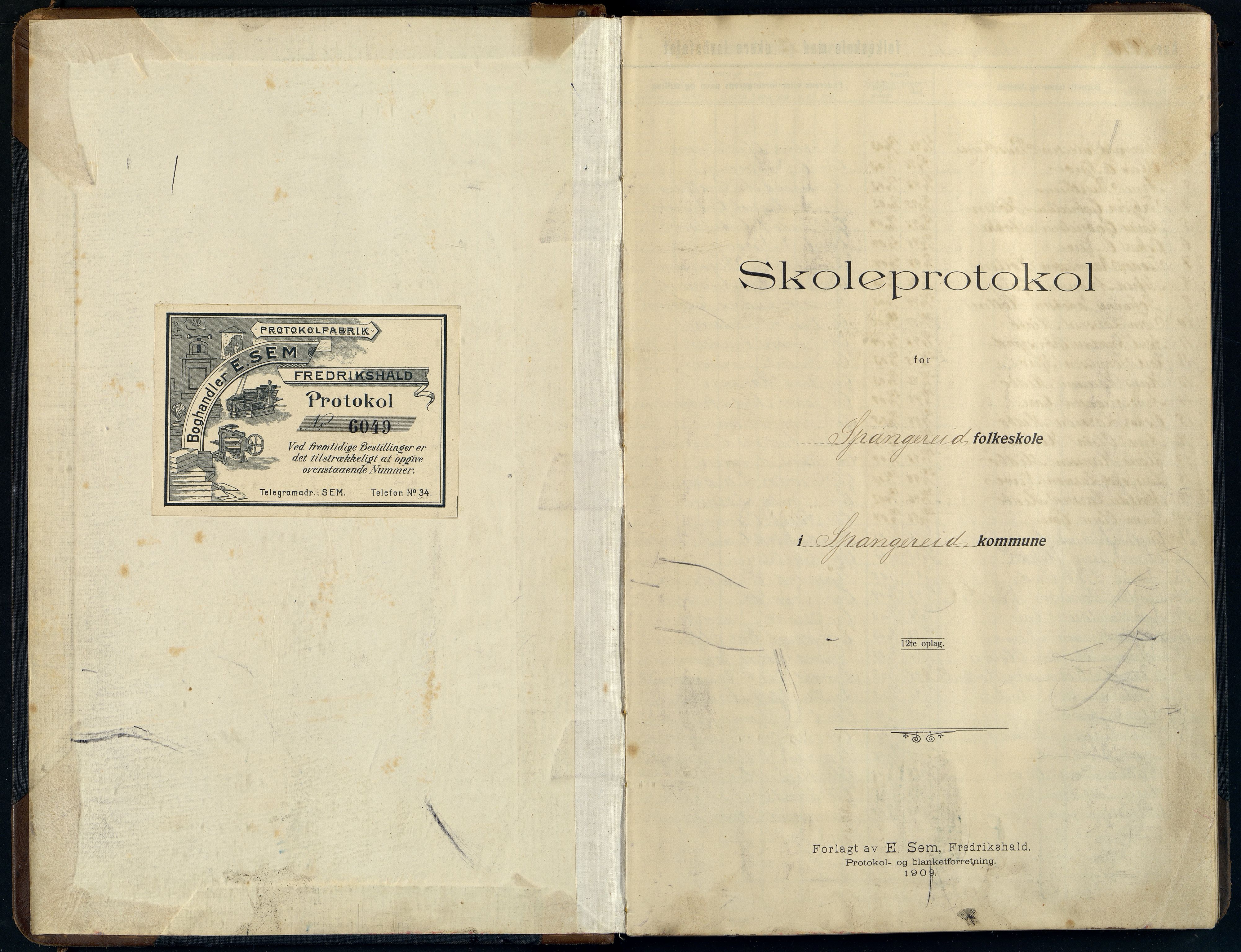 Spangereid kommune - Spangereid Skole, ARKSOR/1030SP556/H/L0001: Skoleprotokoll, 1910-1933