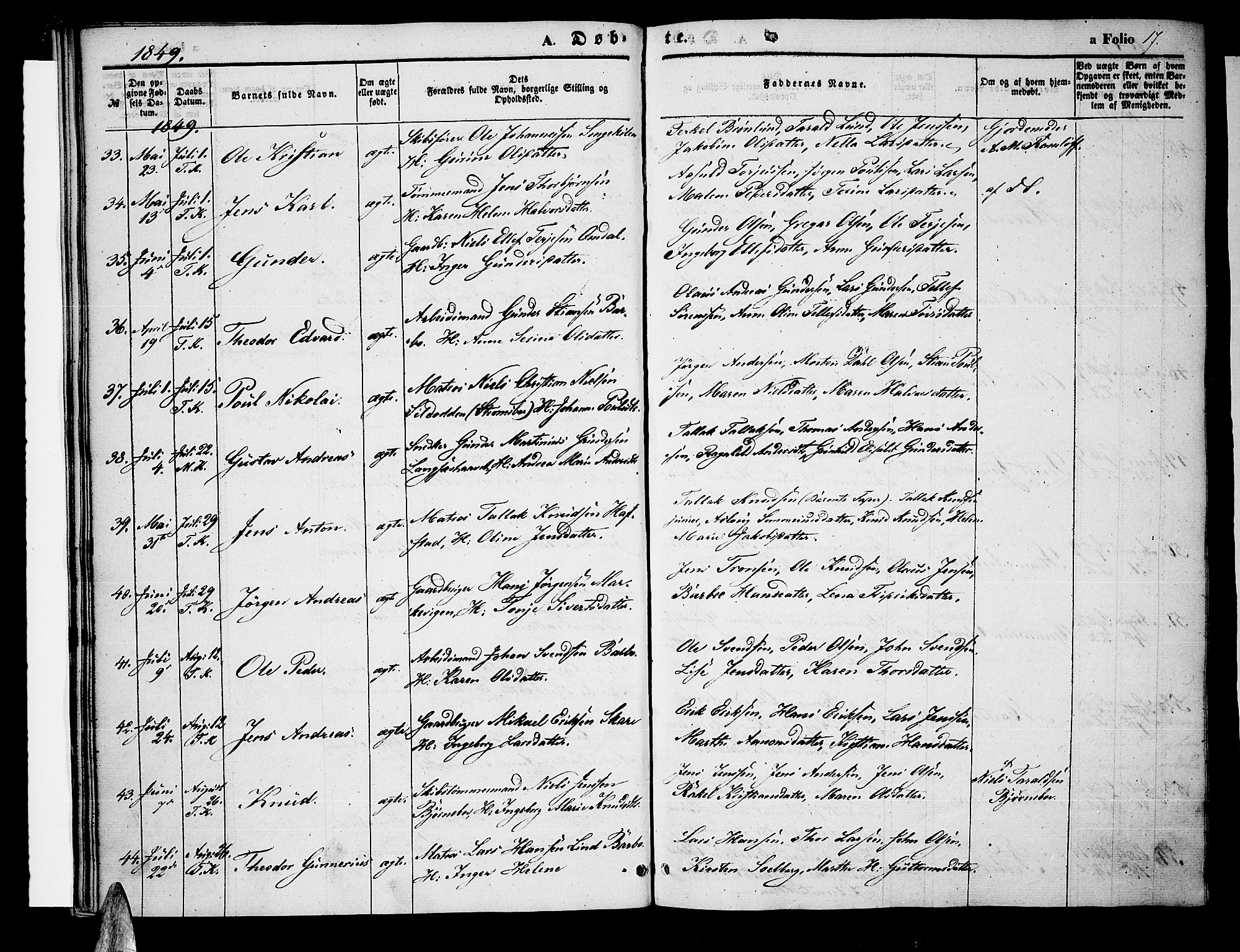 Tromøy sokneprestkontor, AV/SAK-1111-0041/F/Fa/L0005: Parish register (official) no. A 5, 1847-1856, p. 17