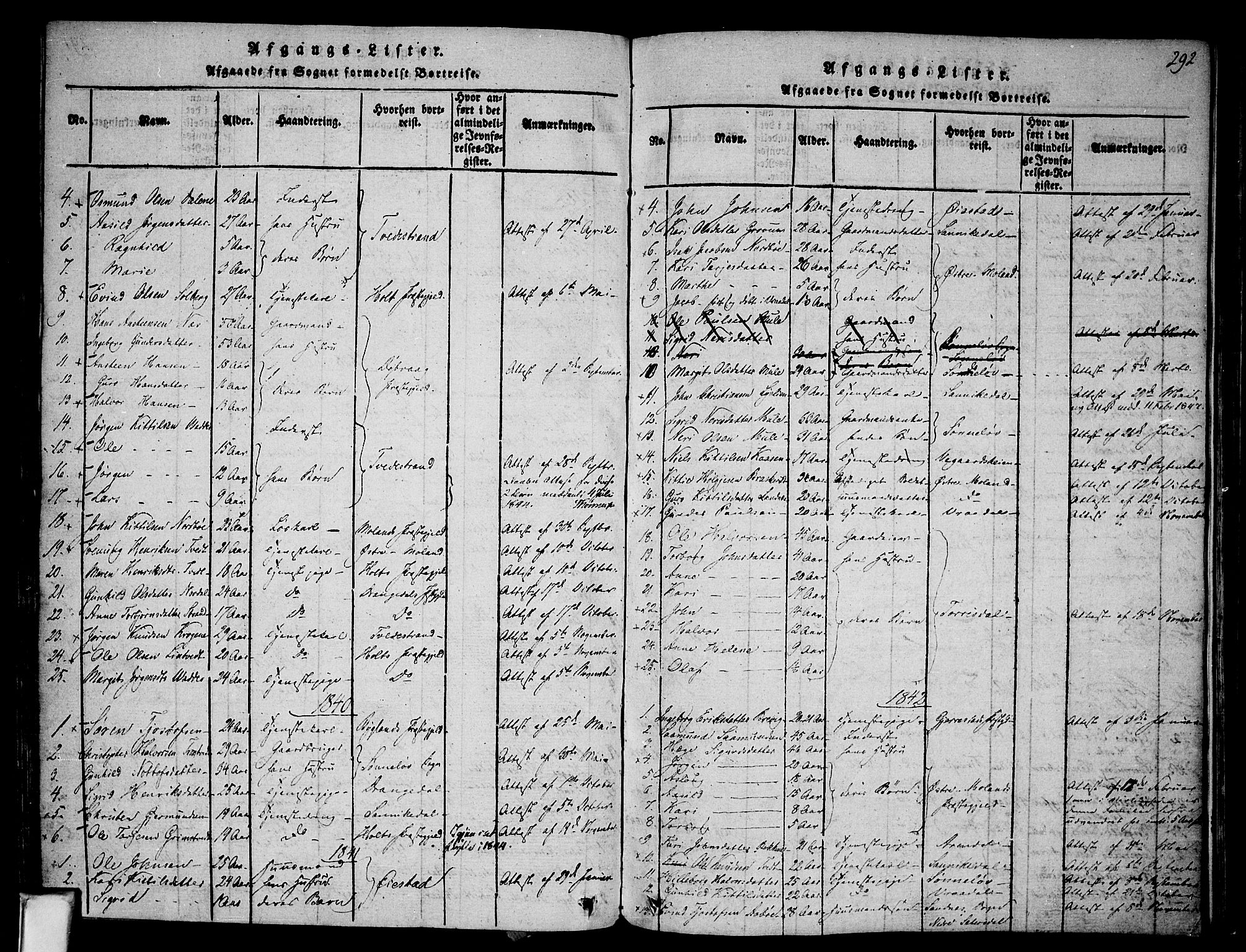 Nissedal kirkebøker, SAKO/A-288/F/Fa/L0002: Parish register (official) no. I 2, 1814-1845, p. 292