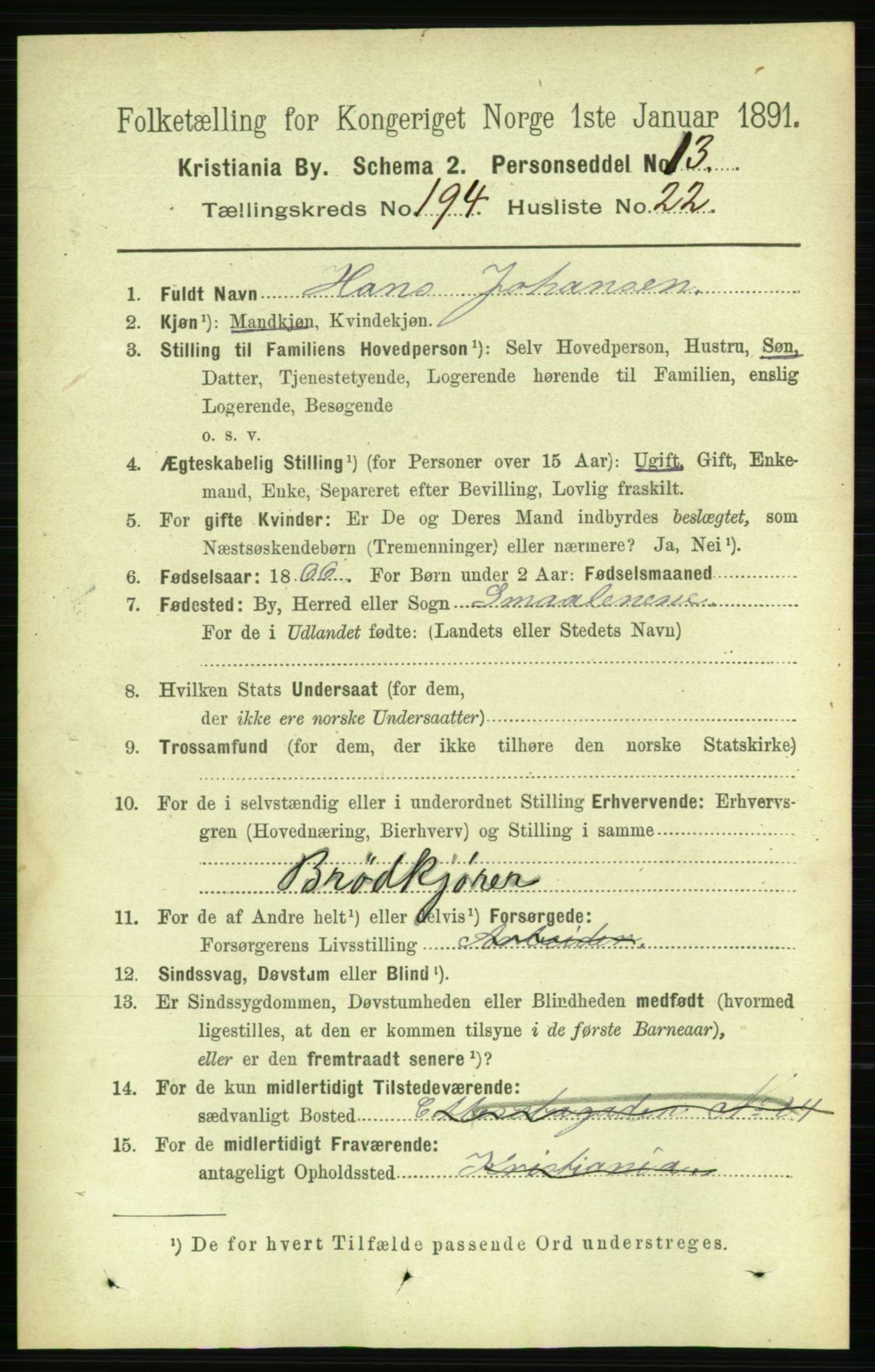 RA, 1891 census for 0301 Kristiania, 1891, p. 117268
