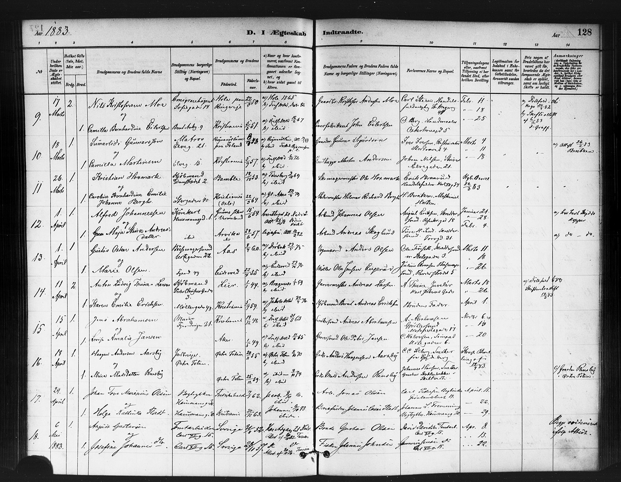 Jakob prestekontor Kirkebøker, SAO/A-10850/F/Fa/L0004: Parish register (official) no. 4, 1880-1894, p. 128