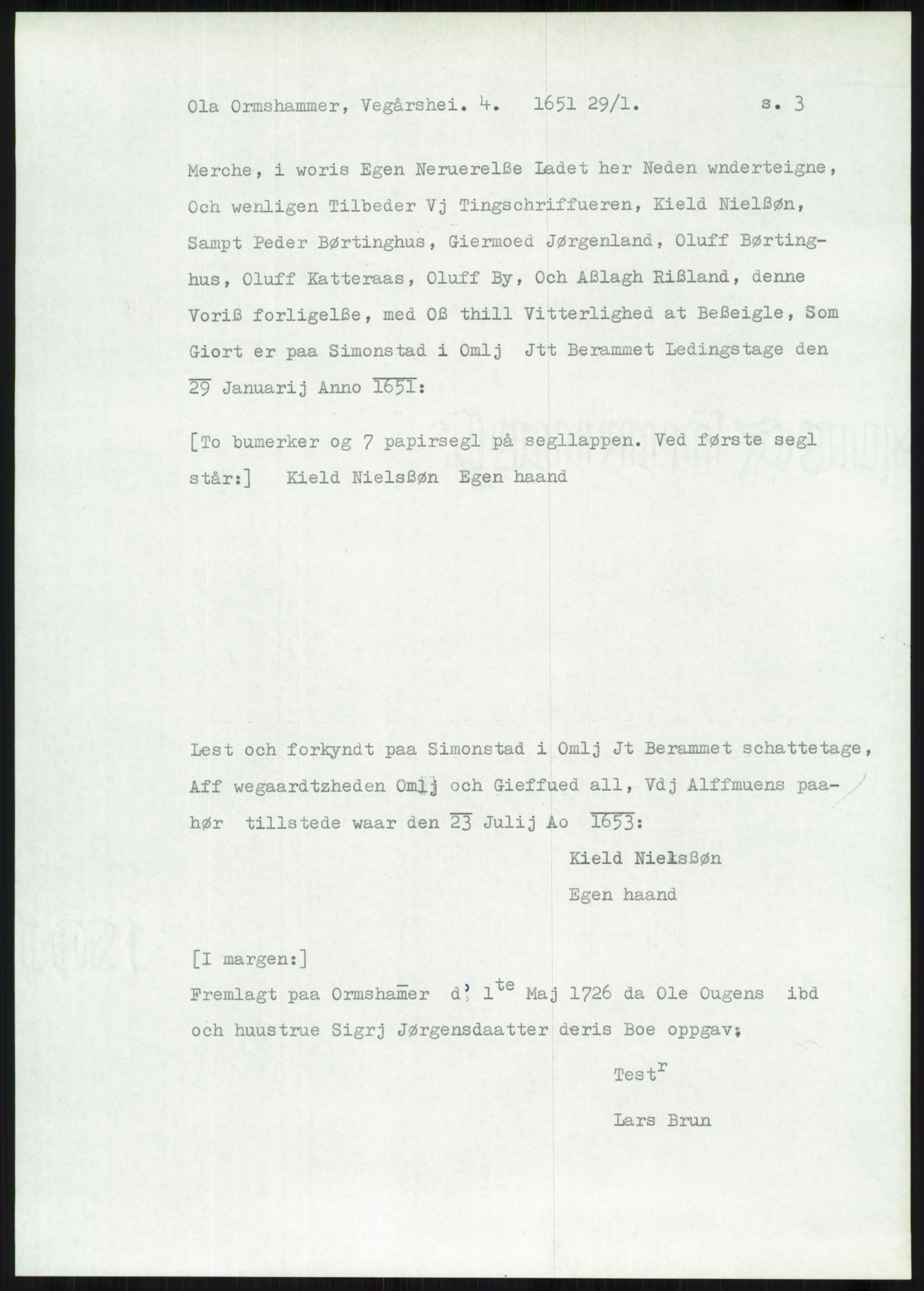 Samlinger til kildeutgivelse, Diplomavskriftsamlingen, AV/RA-EA-4053/H/Ha, p. 3651