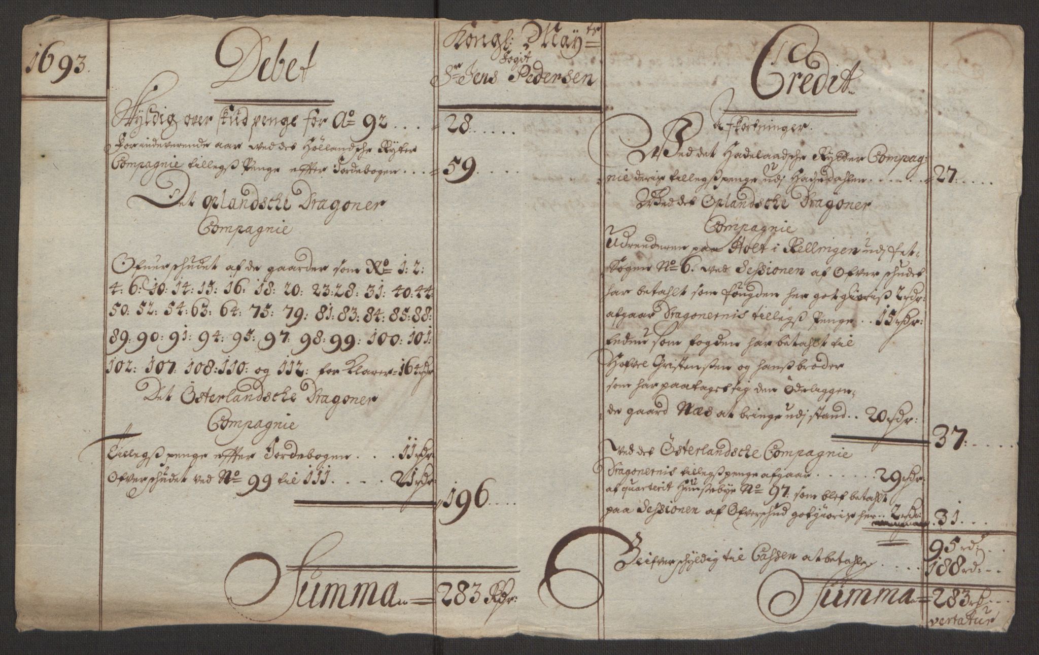 Rentekammeret inntil 1814, Reviderte regnskaper, Fogderegnskap, AV/RA-EA-4092/R11/L0578: Fogderegnskap Nedre Romerike, 1693, p. 208