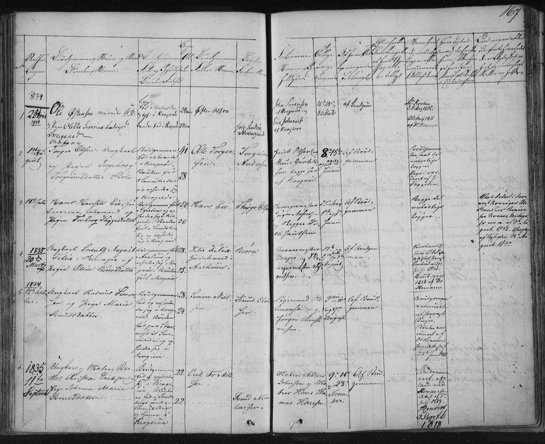 Kragerø kirkebøker, SAKO/A-278/F/Fa/L0005: Parish register (official) no. 5, 1832-1847, p. 167