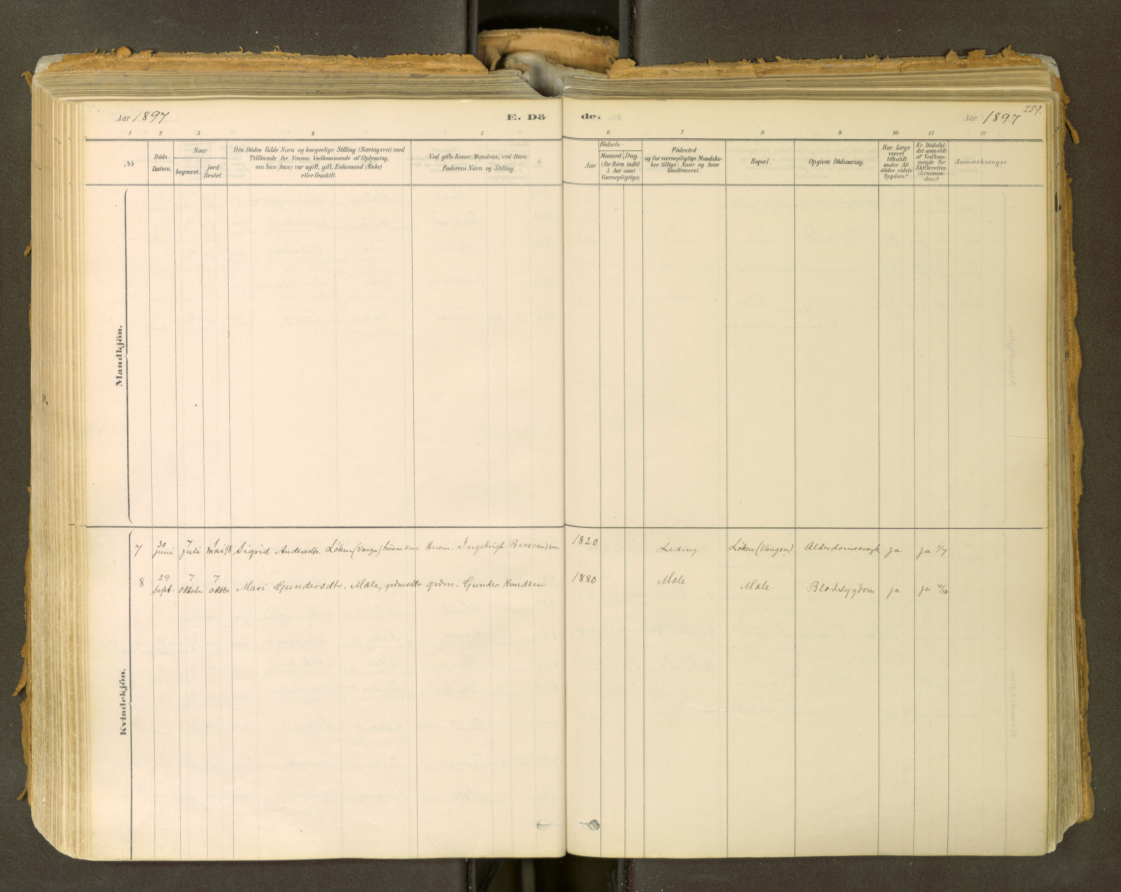 Sunndal sokneprestkontor, AV/SAT-A-1085/1/I/I1/I1a: Parish register (official) no. 2, 1877-1914, p. 259