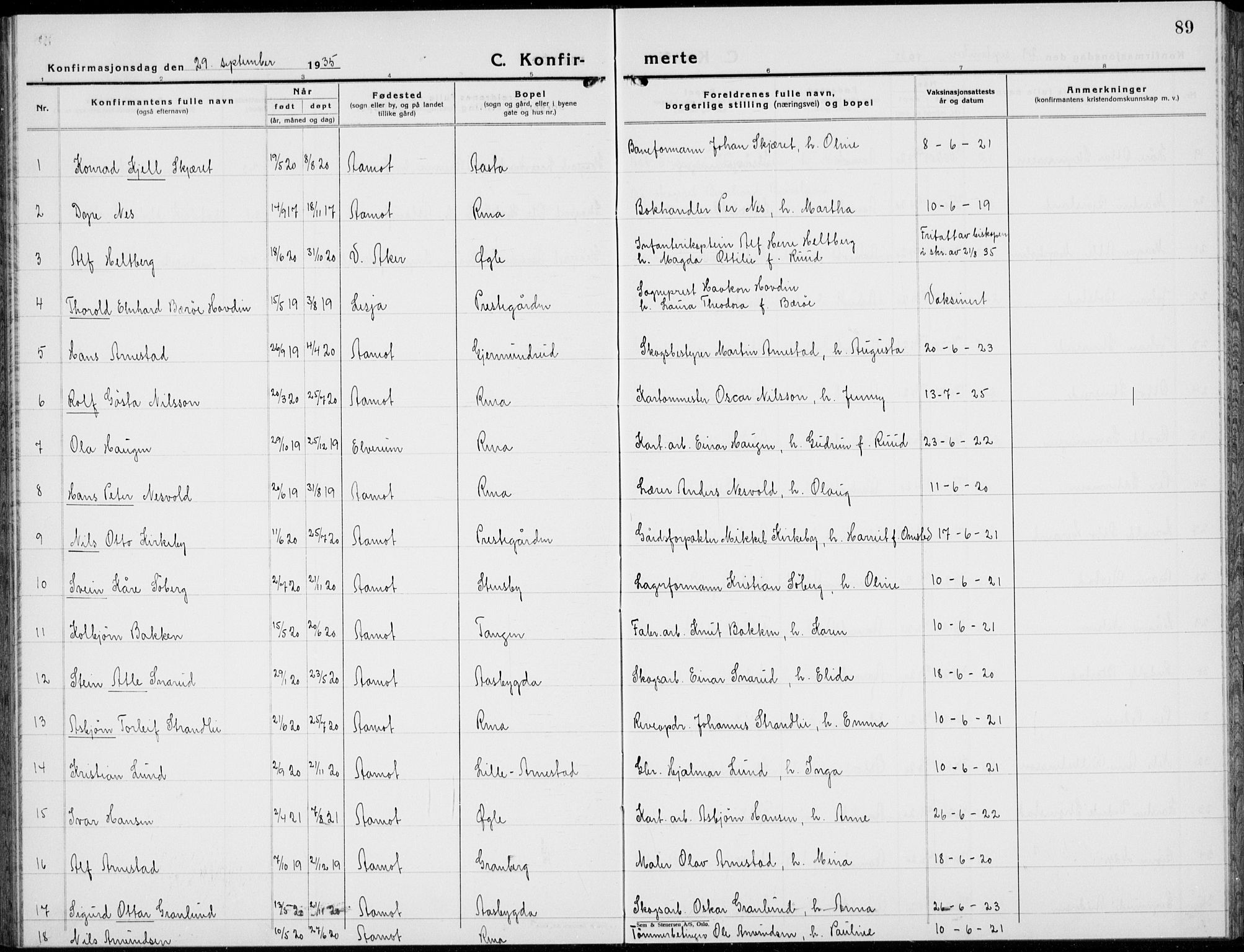 Åmot prestekontor, Hedmark, AV/SAH-PREST-056/H/Ha/Hab/L0006: Parish register (copy) no. 6, 1930-1937, p. 89