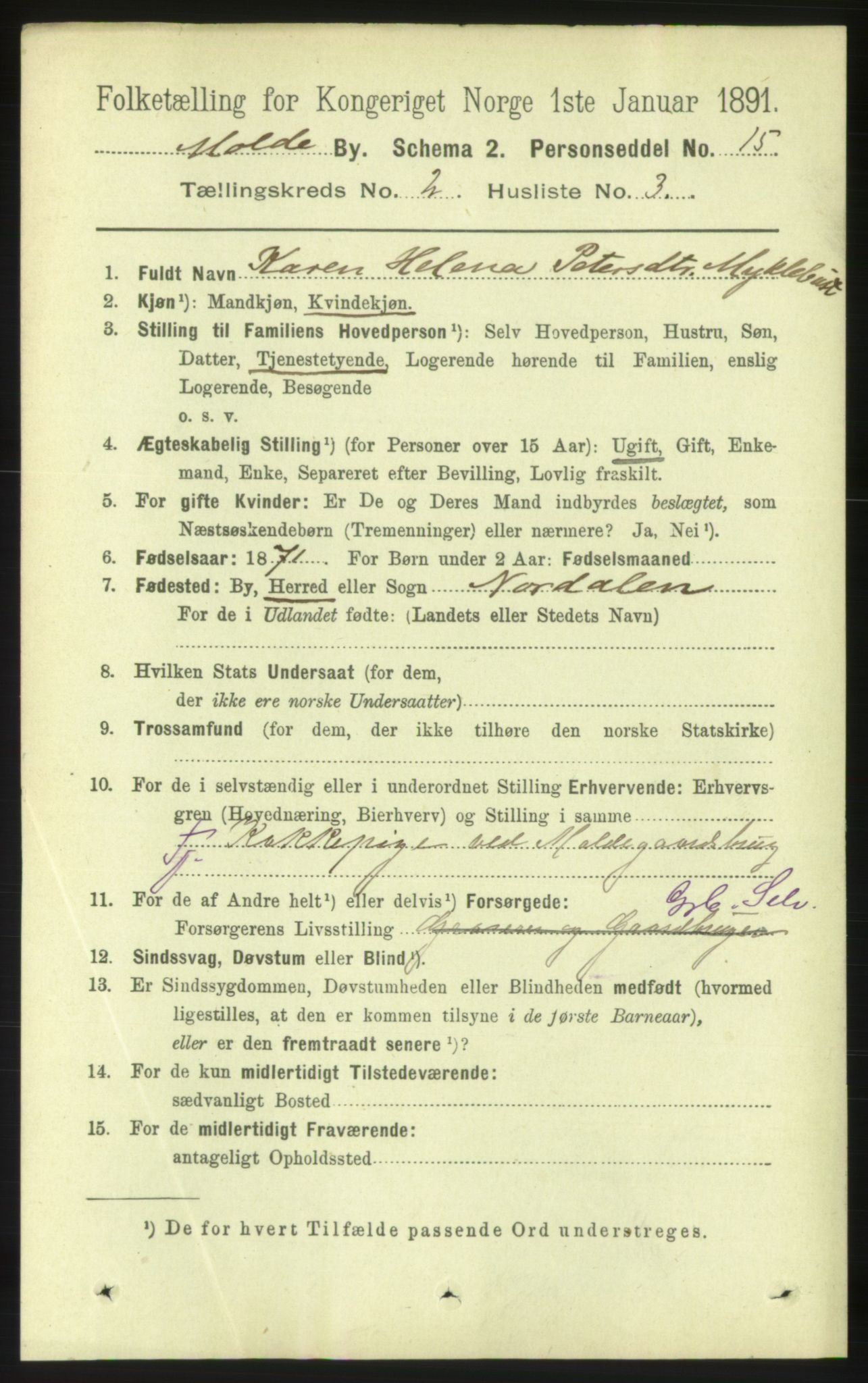 RA, 1891 census for 1502 Molde, 1891, p. 1455