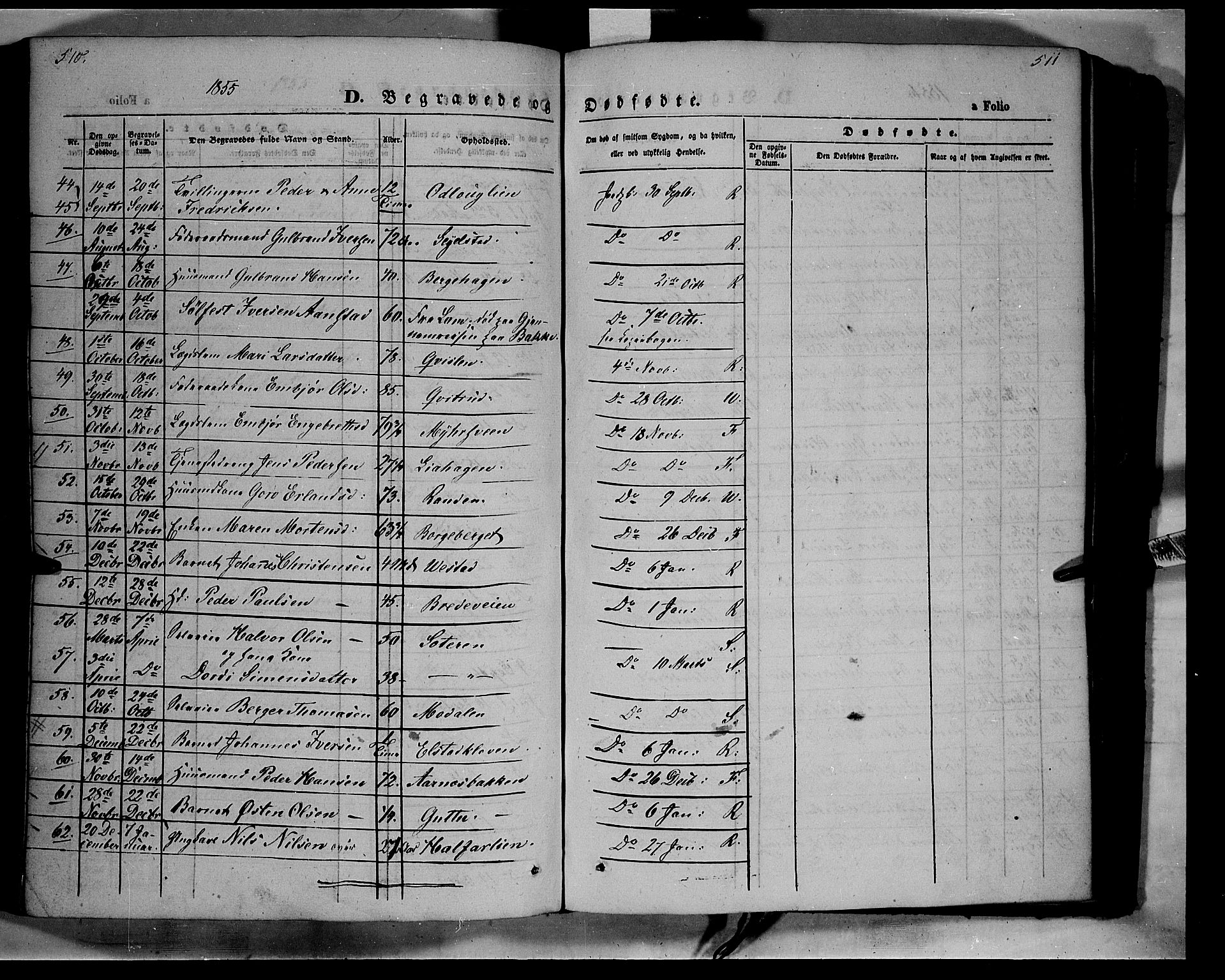 Ringebu prestekontor, SAH/PREST-082/H/Ha/Haa/L0006: Parish register (official) no. 6, 1848-1859, p. 510-511