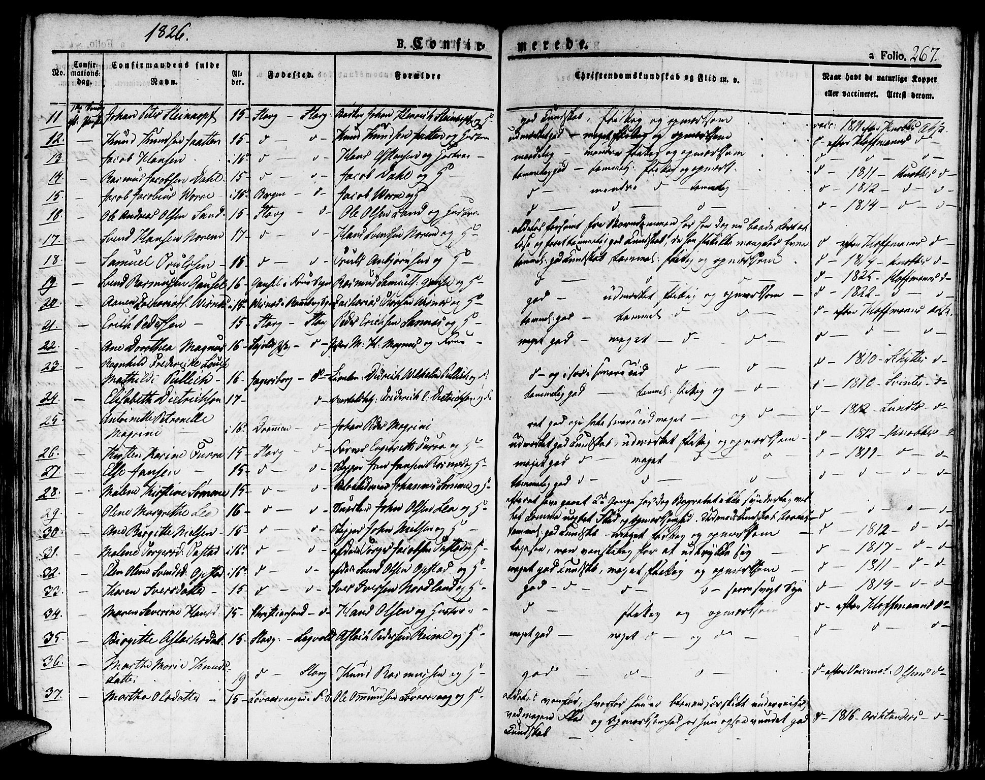 Domkirken sokneprestkontor, SAST/A-101812/001/30/30BA/L0009: Parish register (official) no. A 9, 1821-1832, p. 267