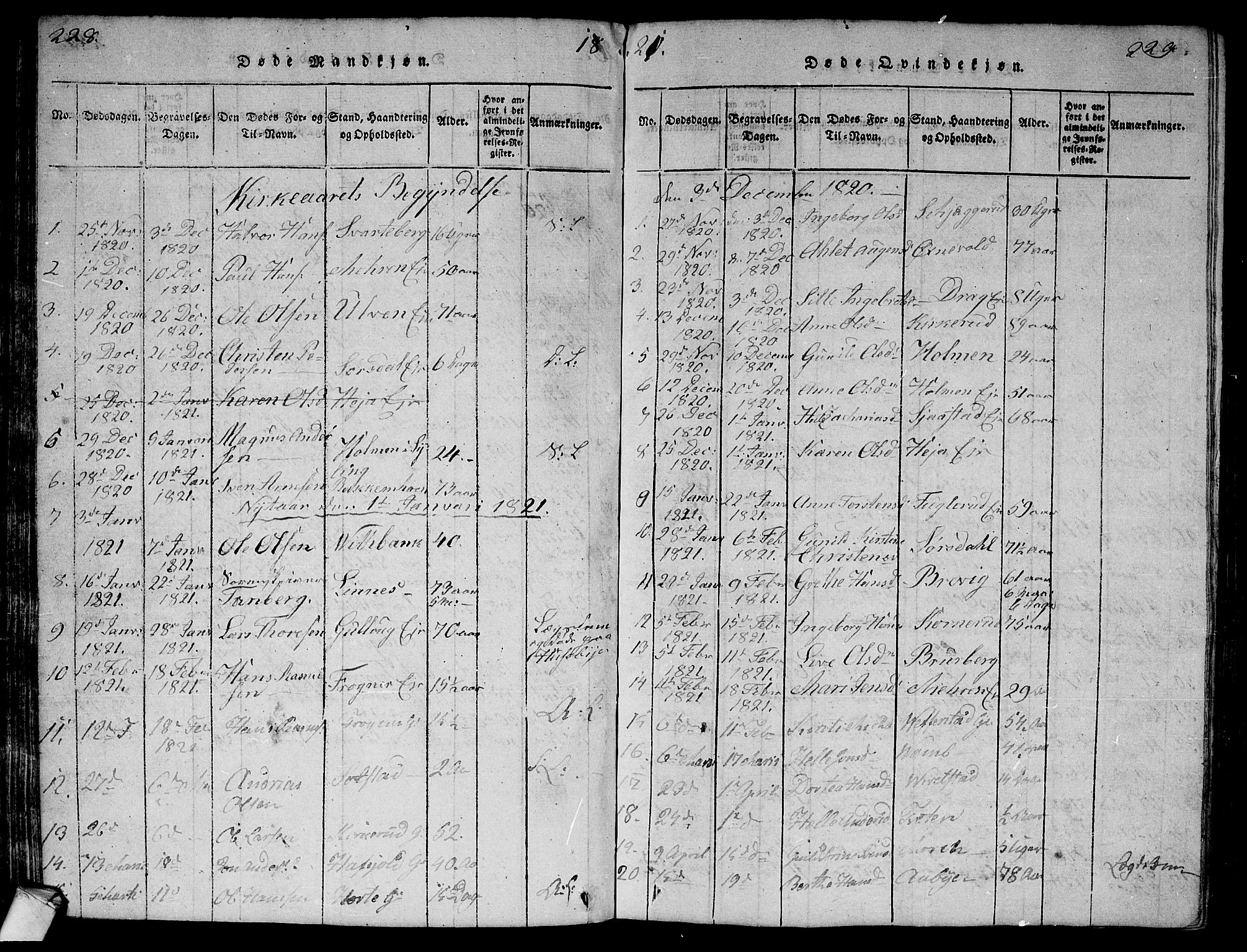 Lier kirkebøker, AV/SAKO-A-230/G/Ga/L0001: Parish register (copy) no. I 1, 1813-1824, p. 228-229