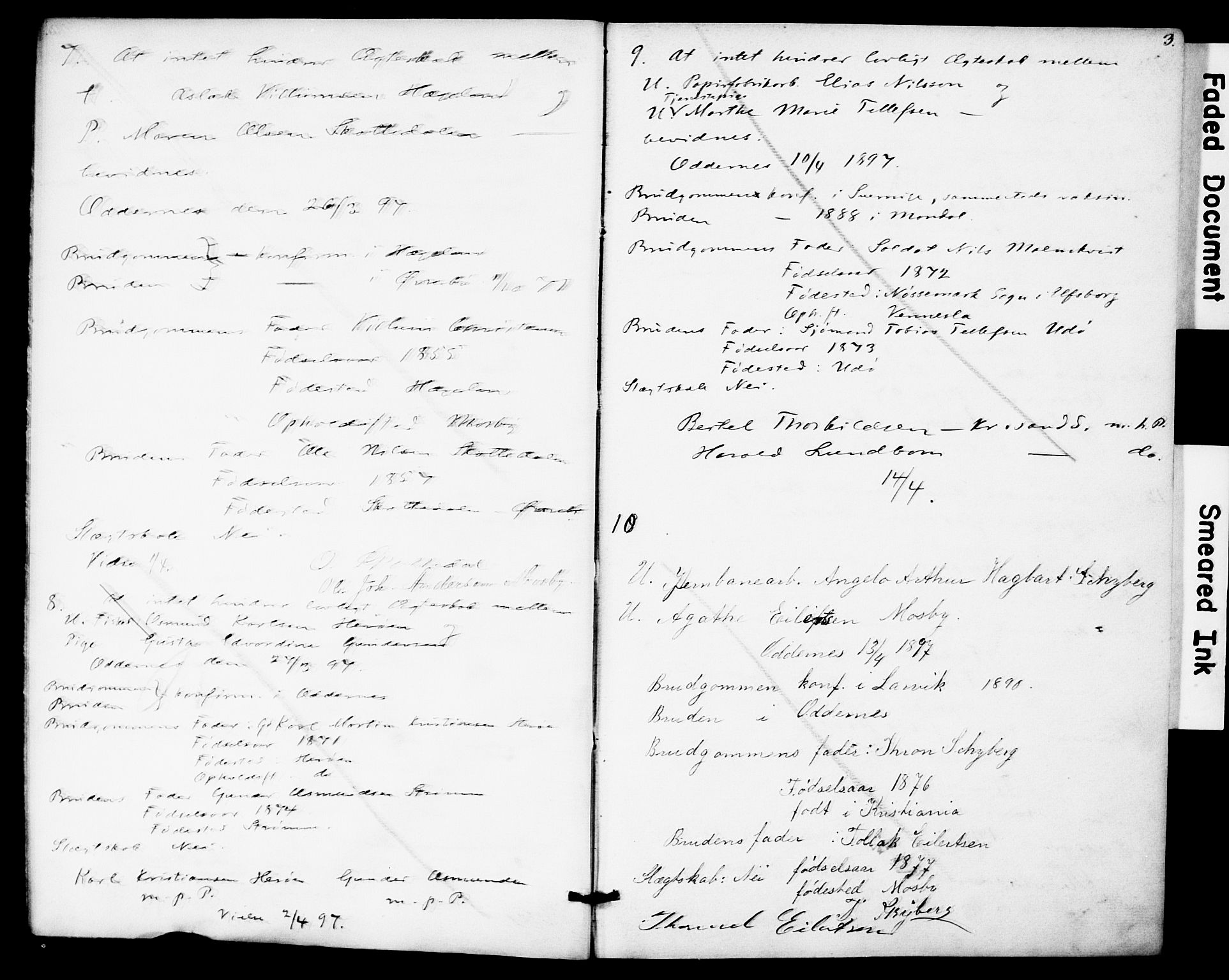 Oddernes sokneprestkontor, AV/SAK-1111-0033/F/Fe/L0001/0001: Banns register no. A VI 12, 1897-1905, p. 3