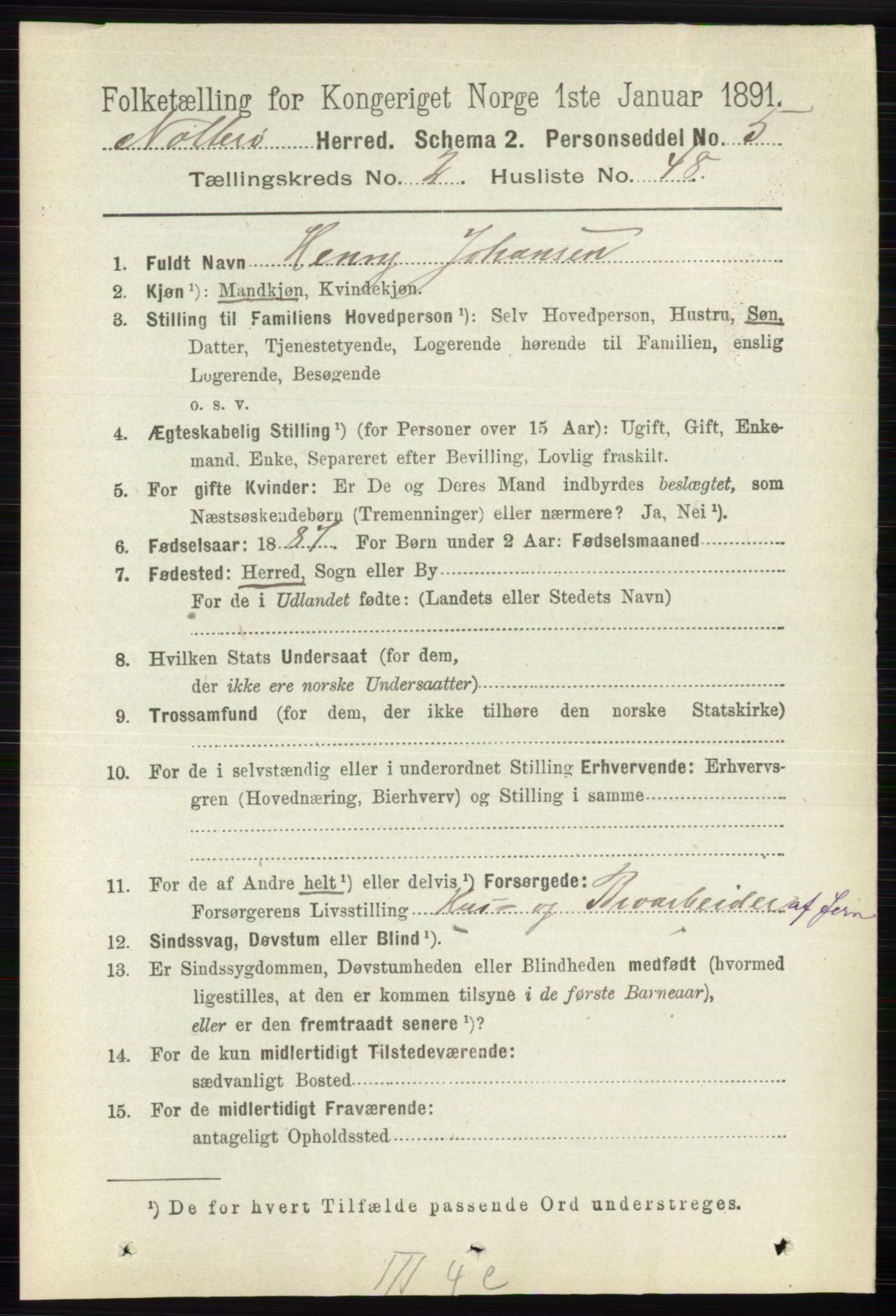 RA, 1891 census for 0722 Nøtterøy, 1891, p. 1170