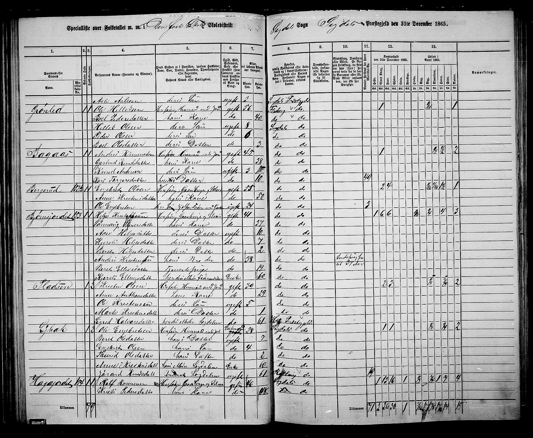 RA, 1865 census for Sigdal, 1865, p. 86