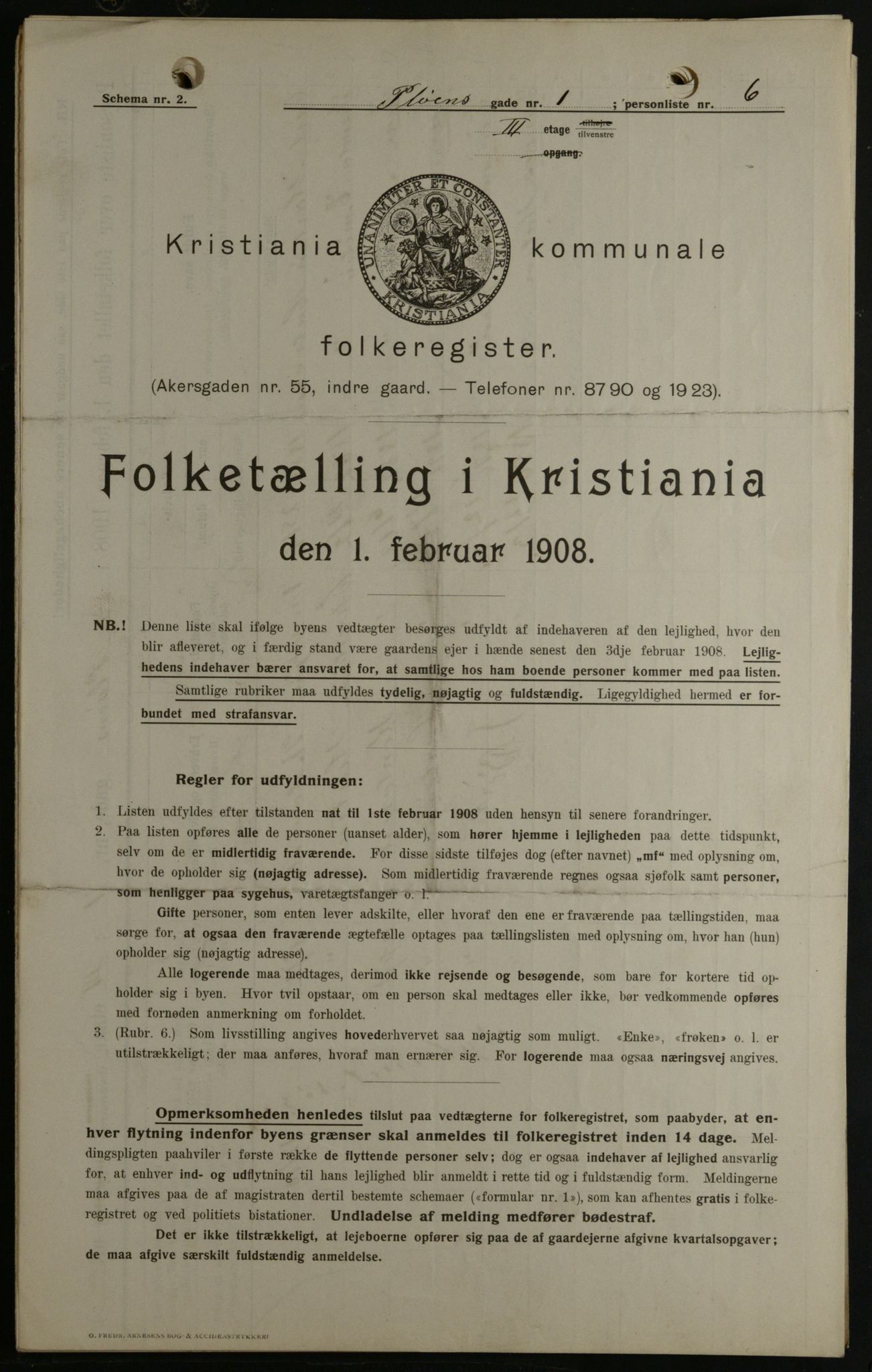 OBA, Municipal Census 1908 for Kristiania, 1908, p. 72533