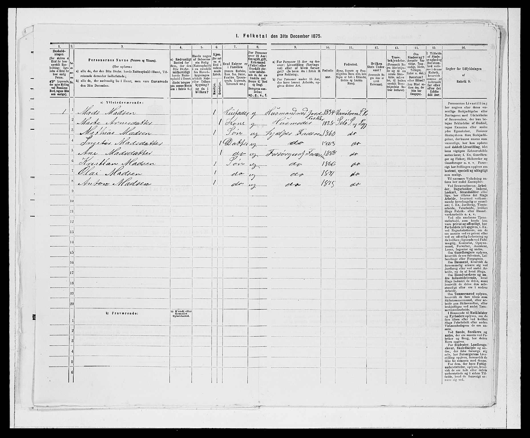 SAB, 1875 Census for 1441P Selje, 1875, p. 1493