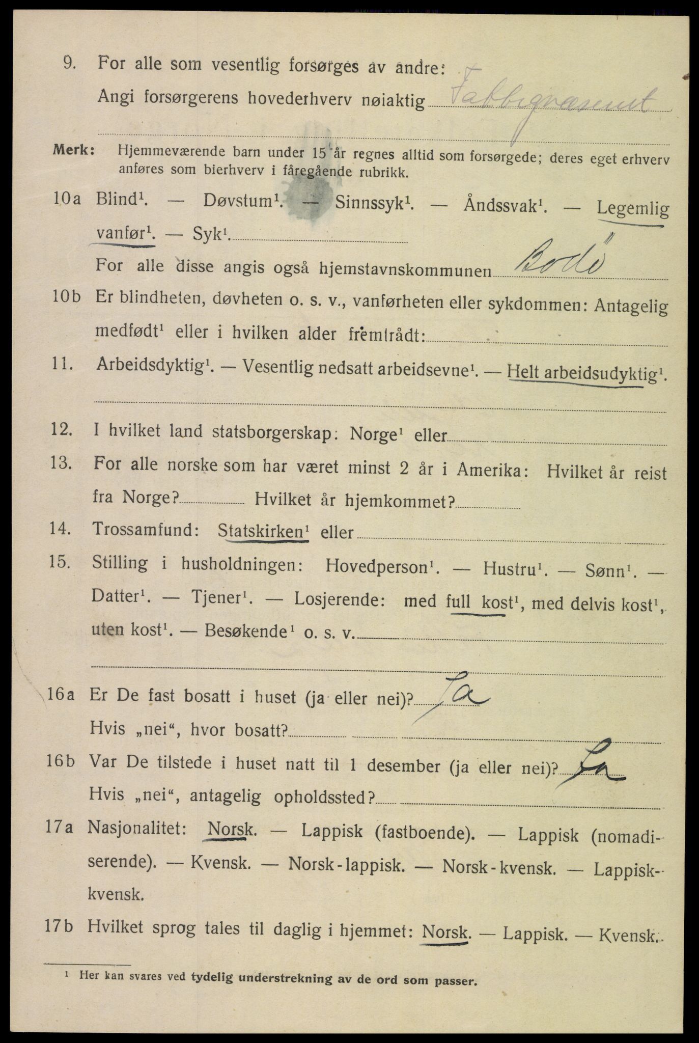 SAT, 1920 census for Bodø, 1920, p. 3680