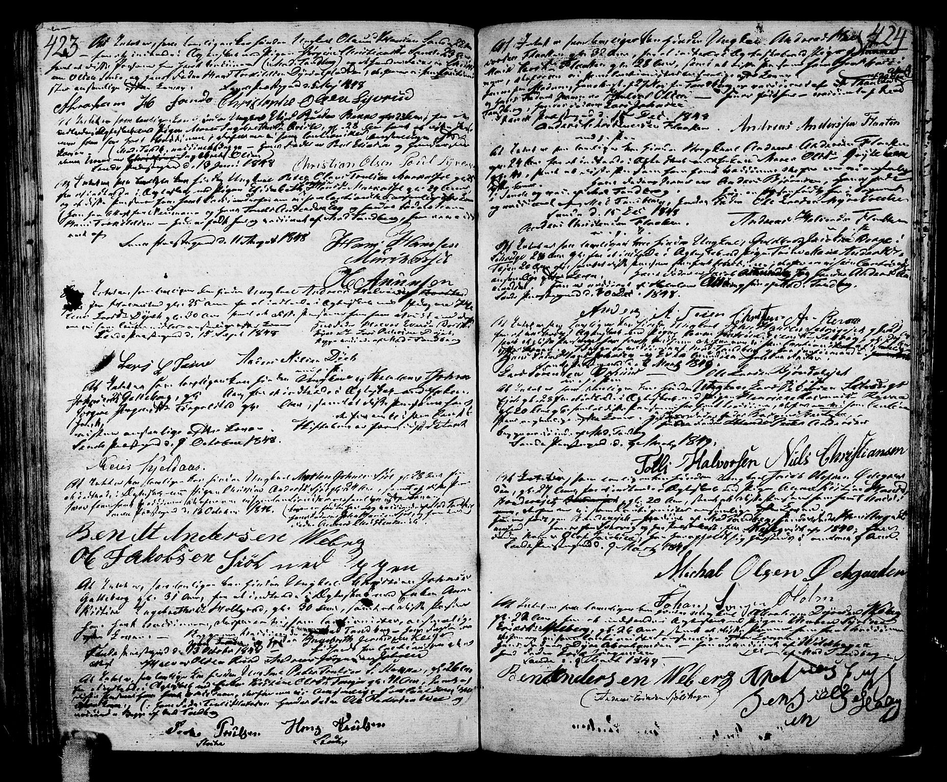 Sande Kirkebøker, SAKO/A-53/F/Fa/L0002: Parish register (official) no. 2, 1804-1814, p. 423-424