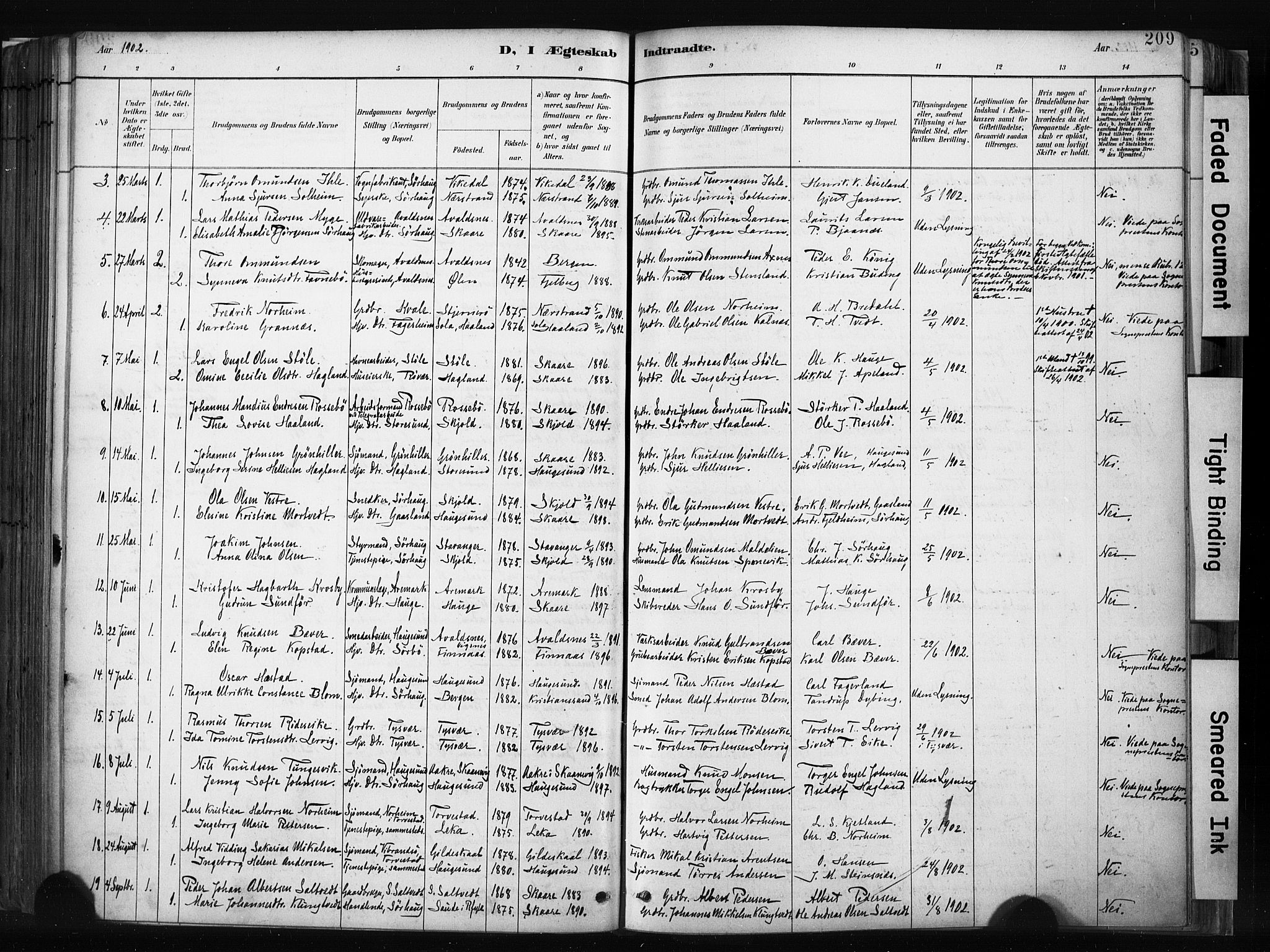 Haugesund sokneprestkontor, AV/SAST-A -101863/H/Ha/Haa/L0004: Parish register (official) no. A 4, 1886-1908, p. 209