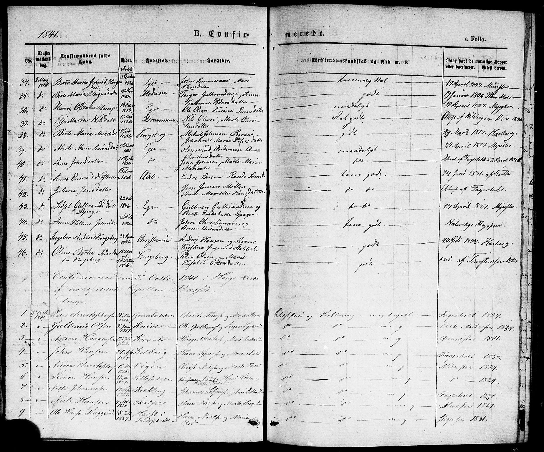 Eiker kirkebøker, AV/SAKO-A-4/F/Fa/L0013b: Parish register (official) no. I 13B, 1840-1845