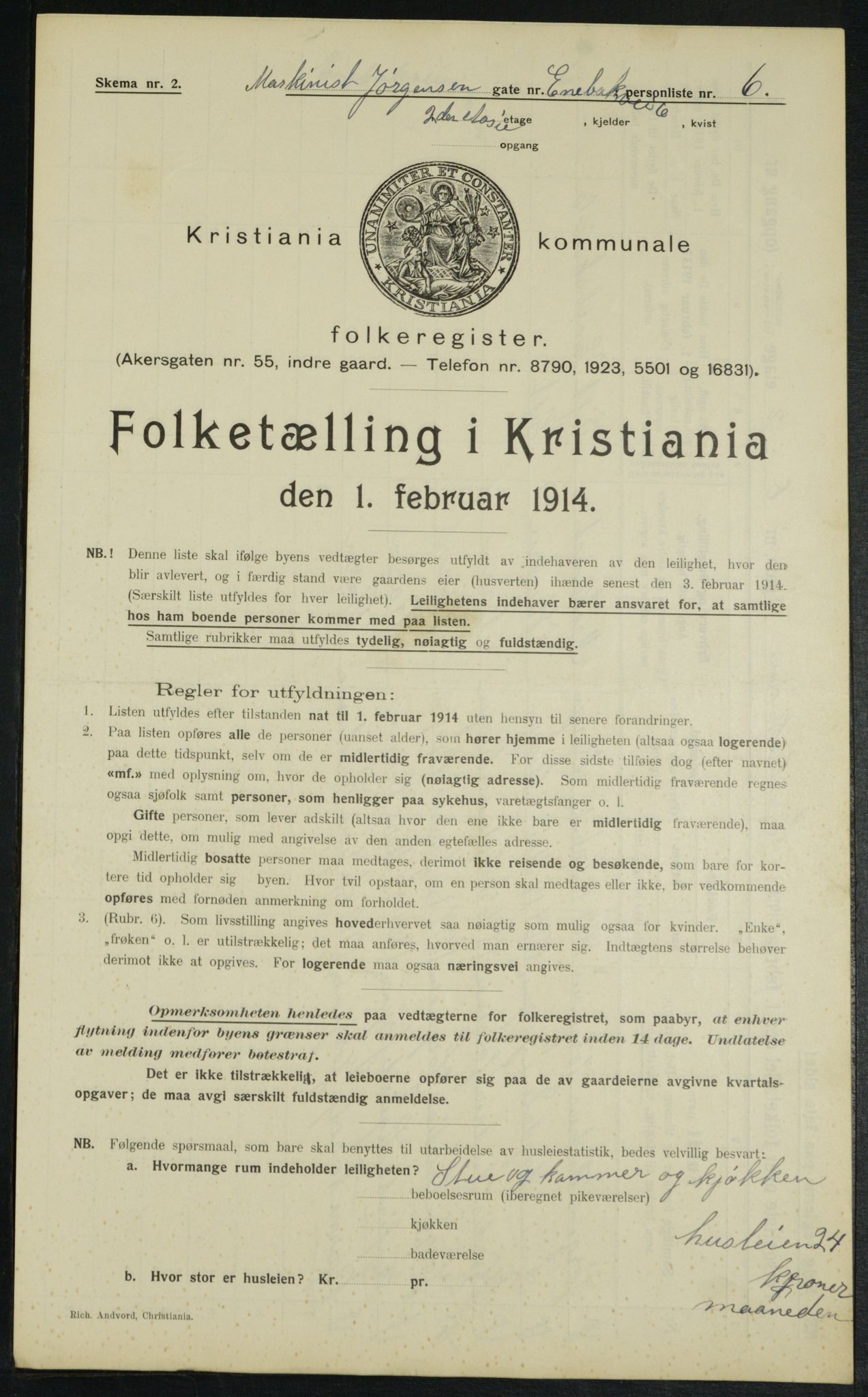 OBA, Municipal Census 1914 for Kristiania, 1914, p. 21203