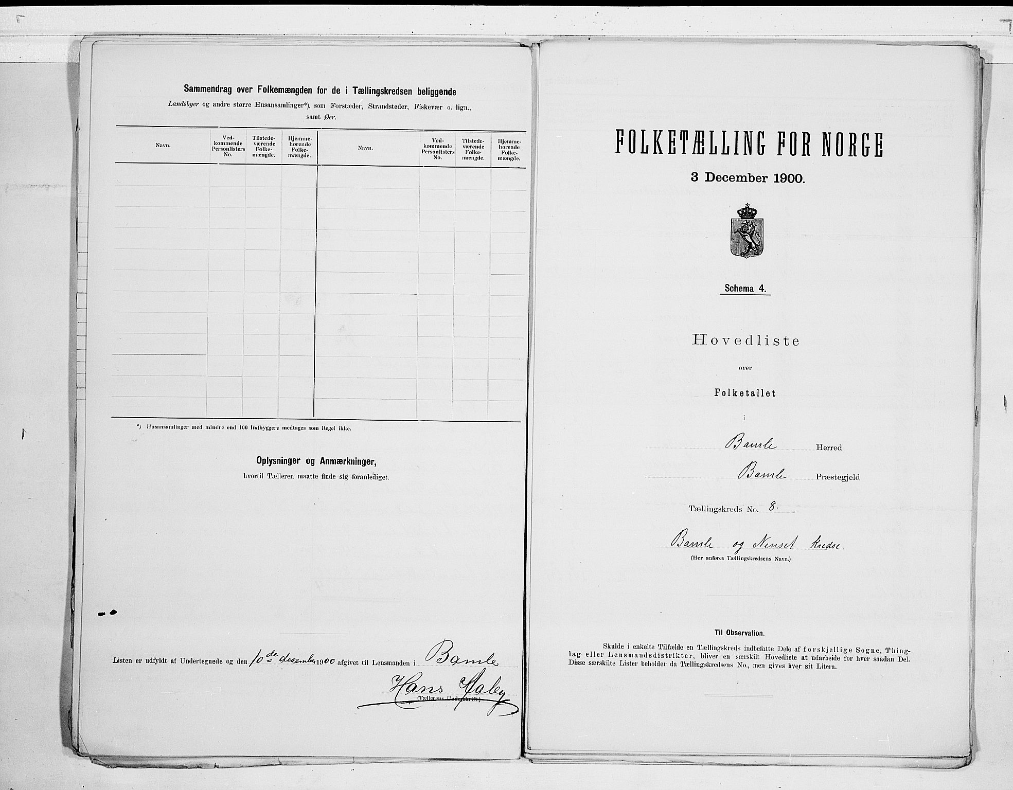 SAKO, 1900 census for Bamble, 1900, p. 18