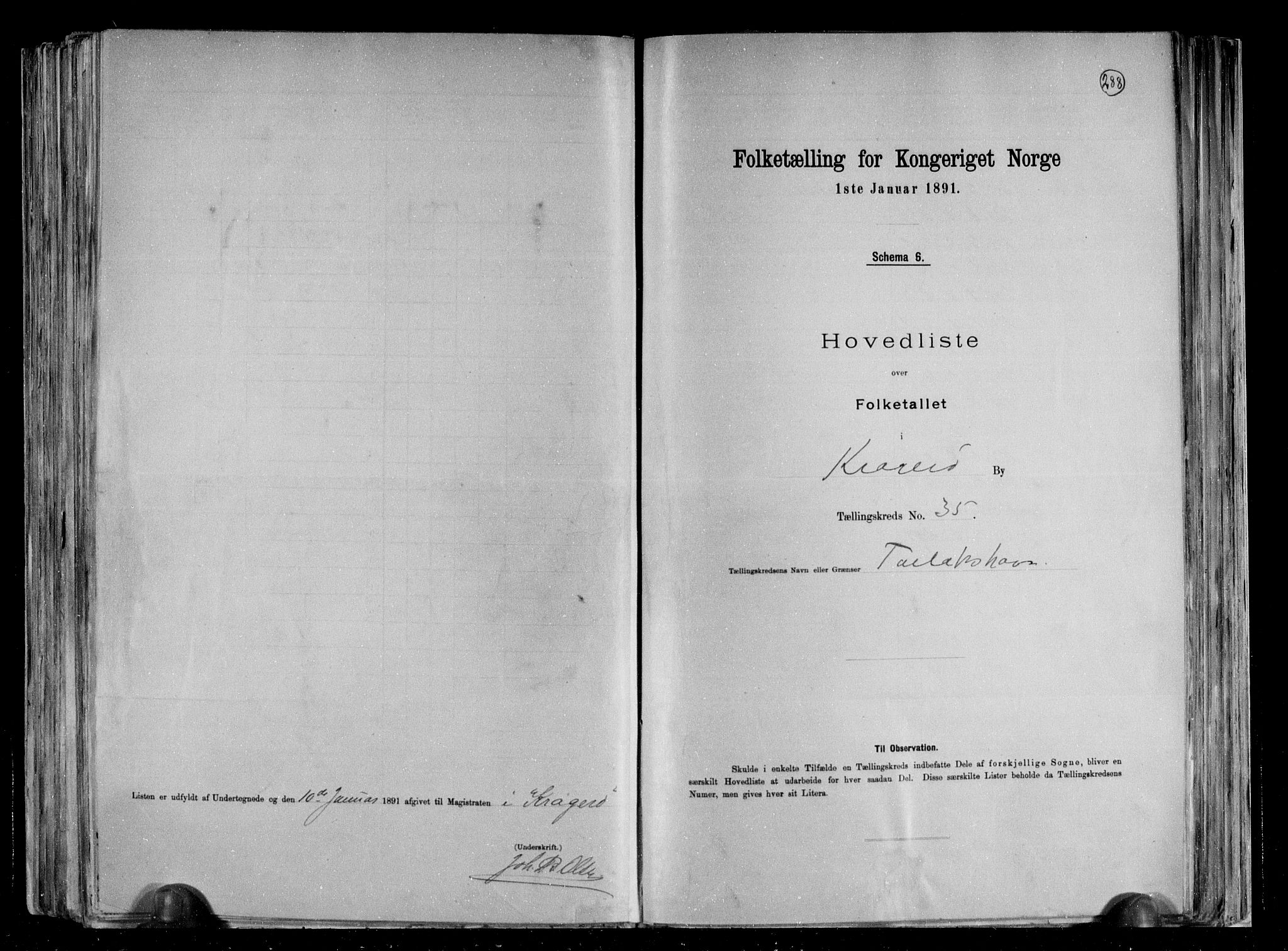 RA, 1891 census for 0801 Kragerø, 1891, p. 73