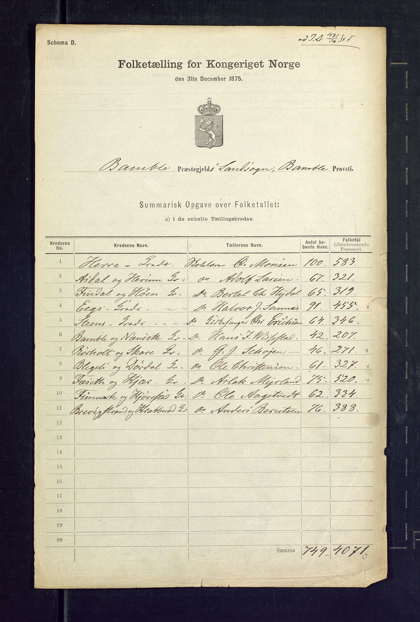 SAKO, 1875 census for 0814L Bamble/Bamble, 1875, p. 46