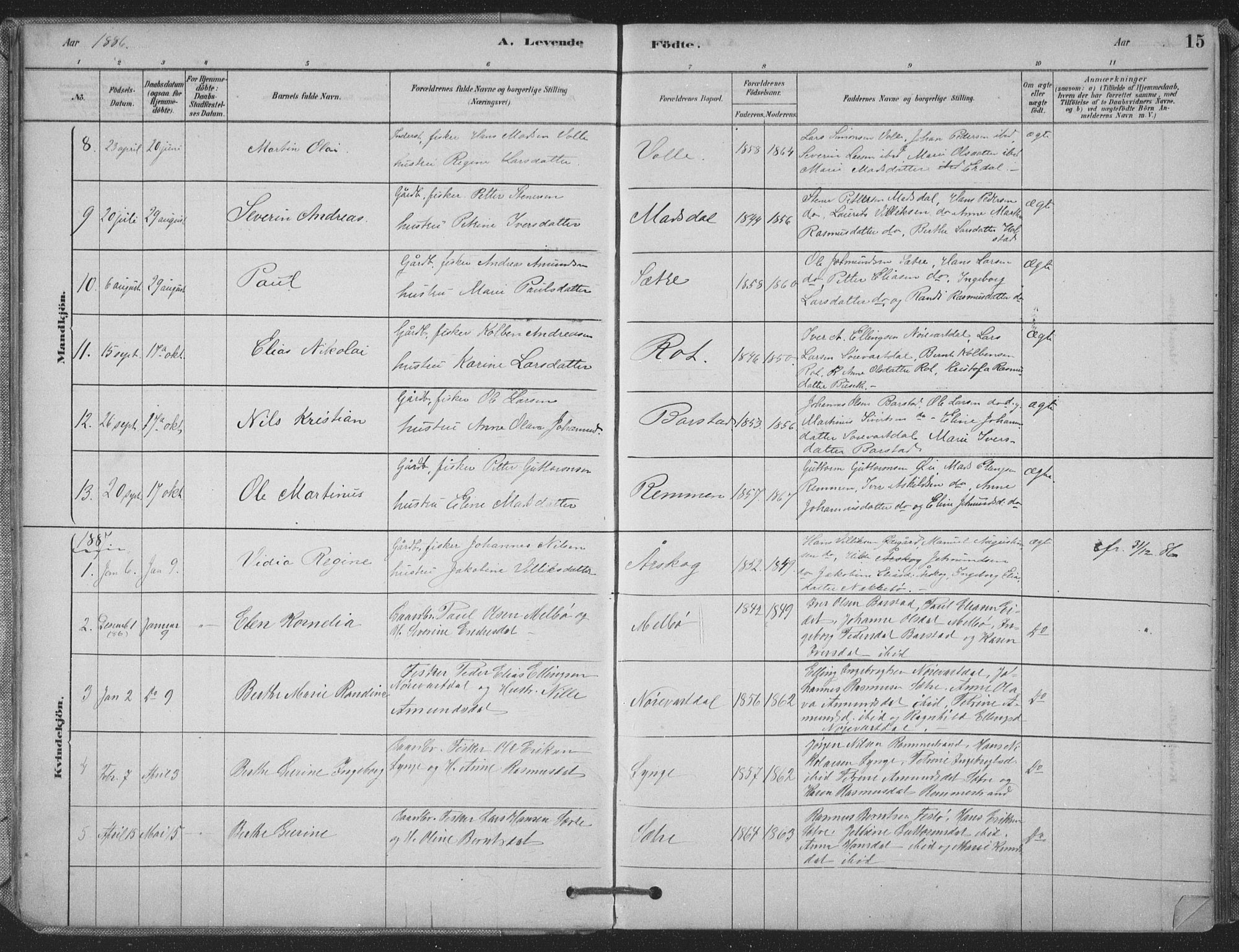 Ministerialprotokoller, klokkerbøker og fødselsregistre - Møre og Romsdal, SAT/A-1454/514/L0199: Parish register (official) no. 514A01, 1878-1912, p. 15