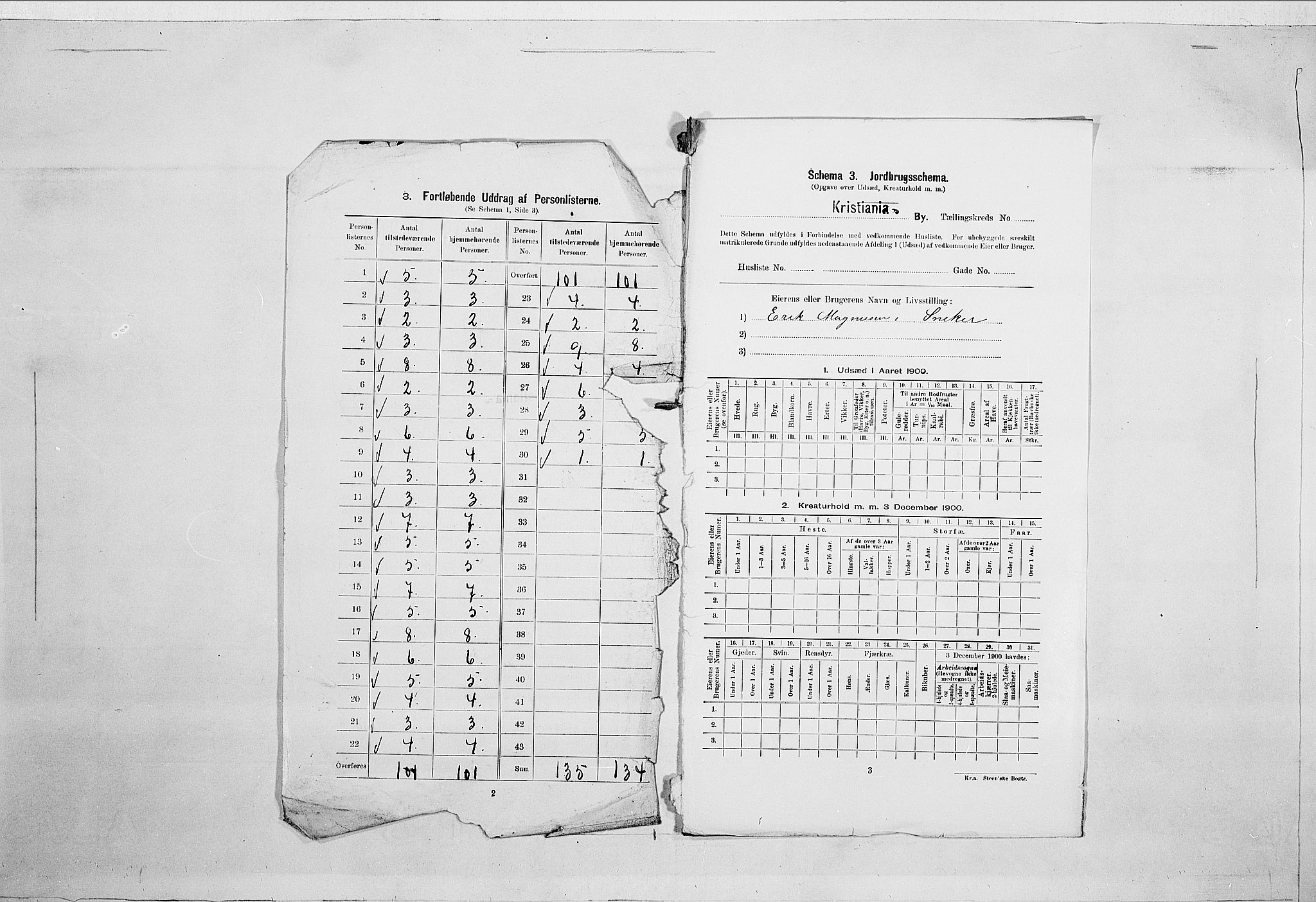 SAO, 1900 census for Kristiania, 1900, p. 109190