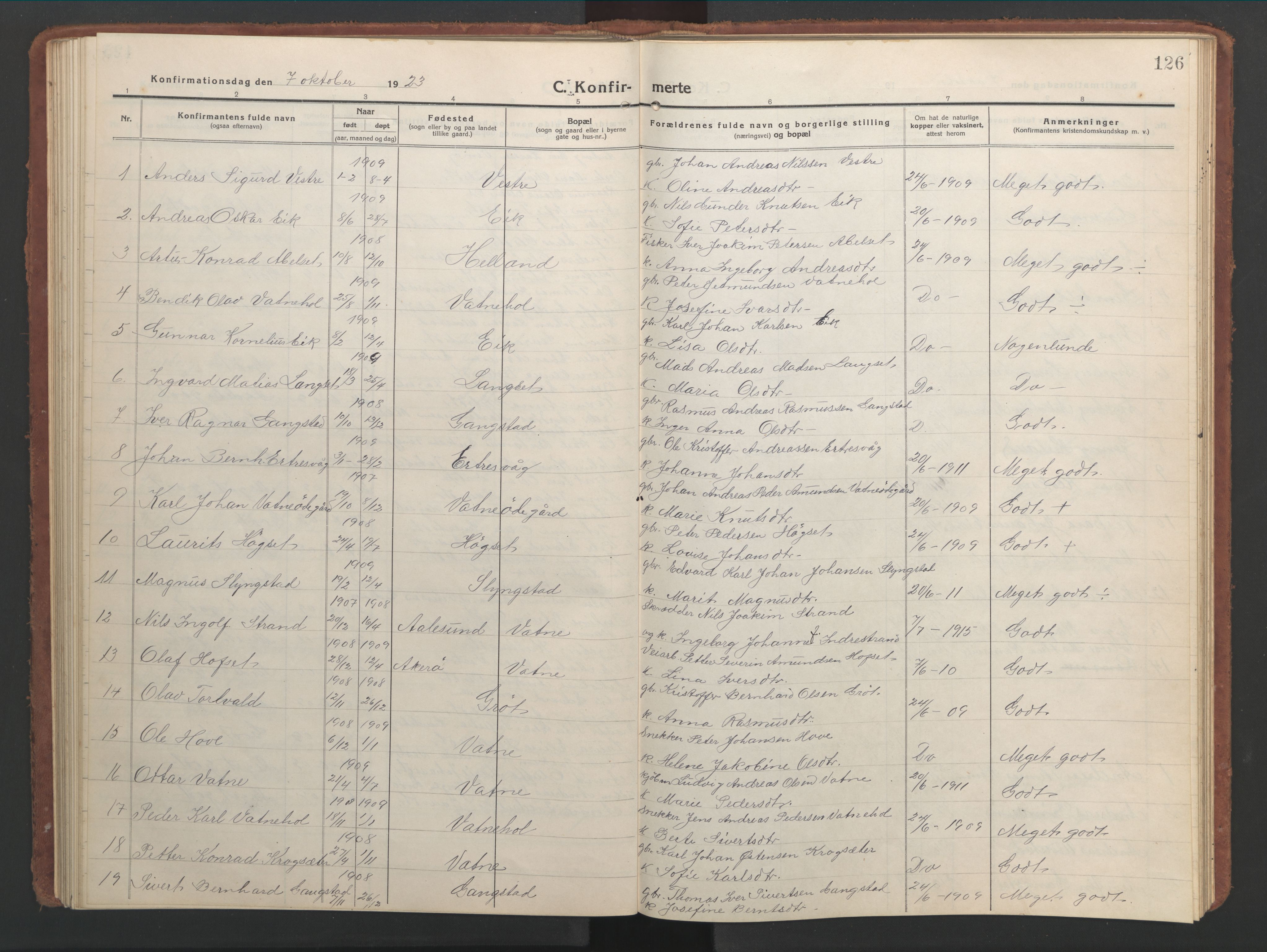 Ministerialprotokoller, klokkerbøker og fødselsregistre - Møre og Romsdal, AV/SAT-A-1454/525/L0378: Parish register (copy) no. 525C04, 1915-1947, p. 126