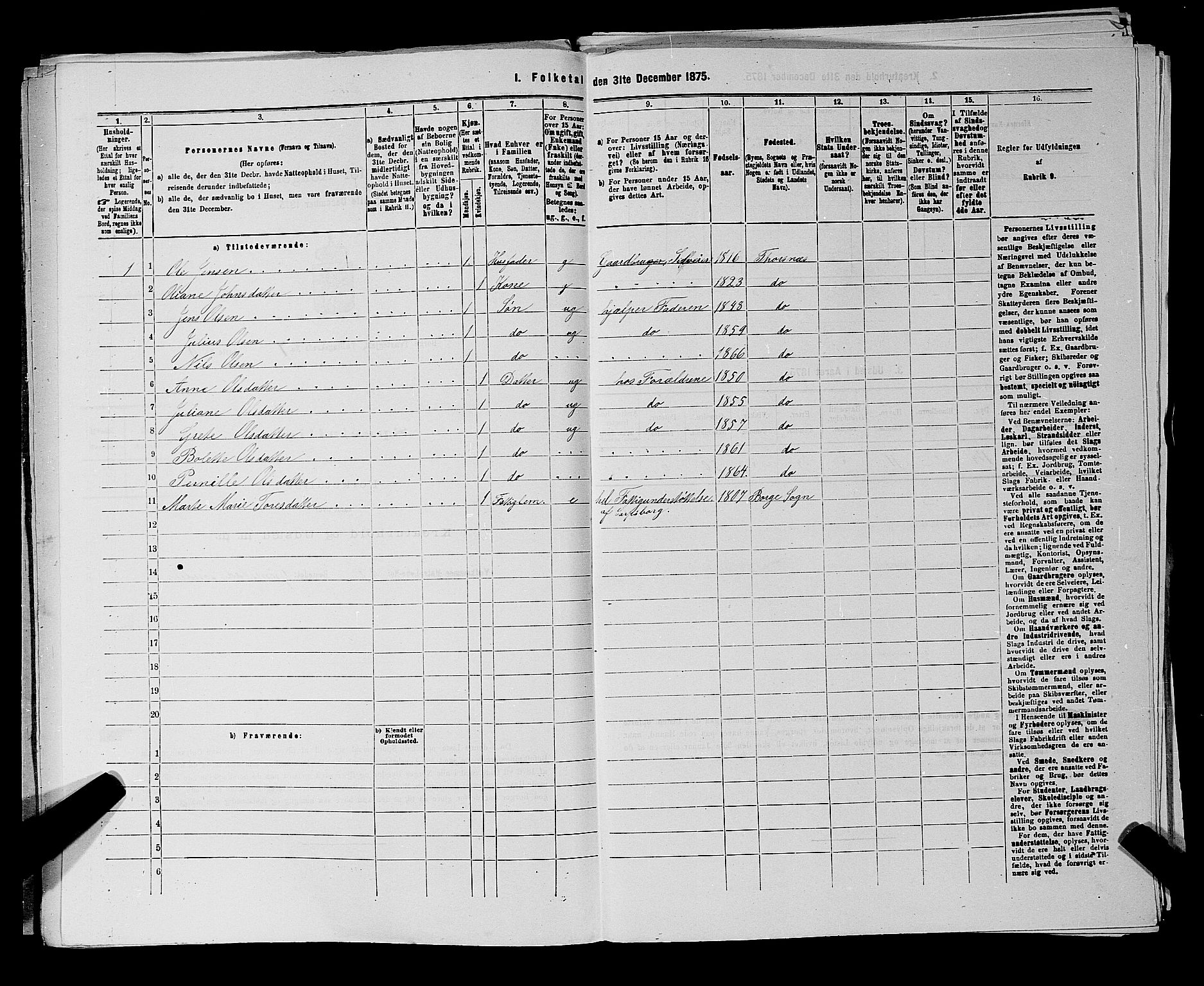 RA, 1875 census for 0113P Borge, 1875, p. 980