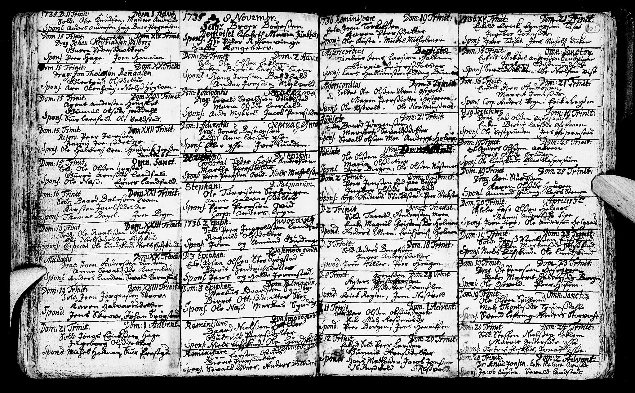 Ministerialprotokoller, klokkerbøker og fødselsregistre - Nord-Trøndelag, SAT/A-1458/723/L0230: Parish register (official) no. 723A01, 1705-1747, p. 105