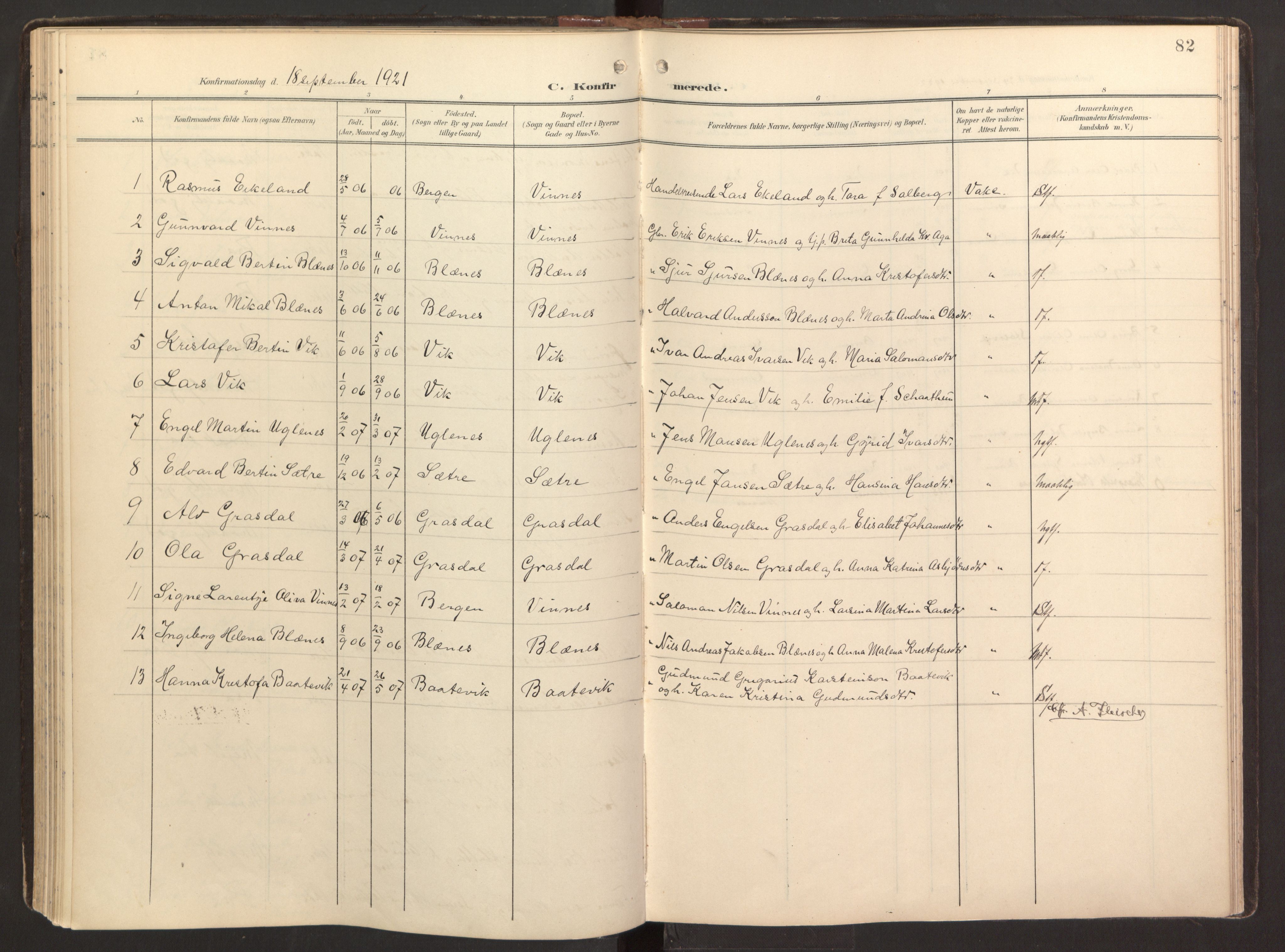 Fitjar sokneprestembete, SAB/A-99926: Parish register (official) no. B 1, 1900-1926, p. 82
