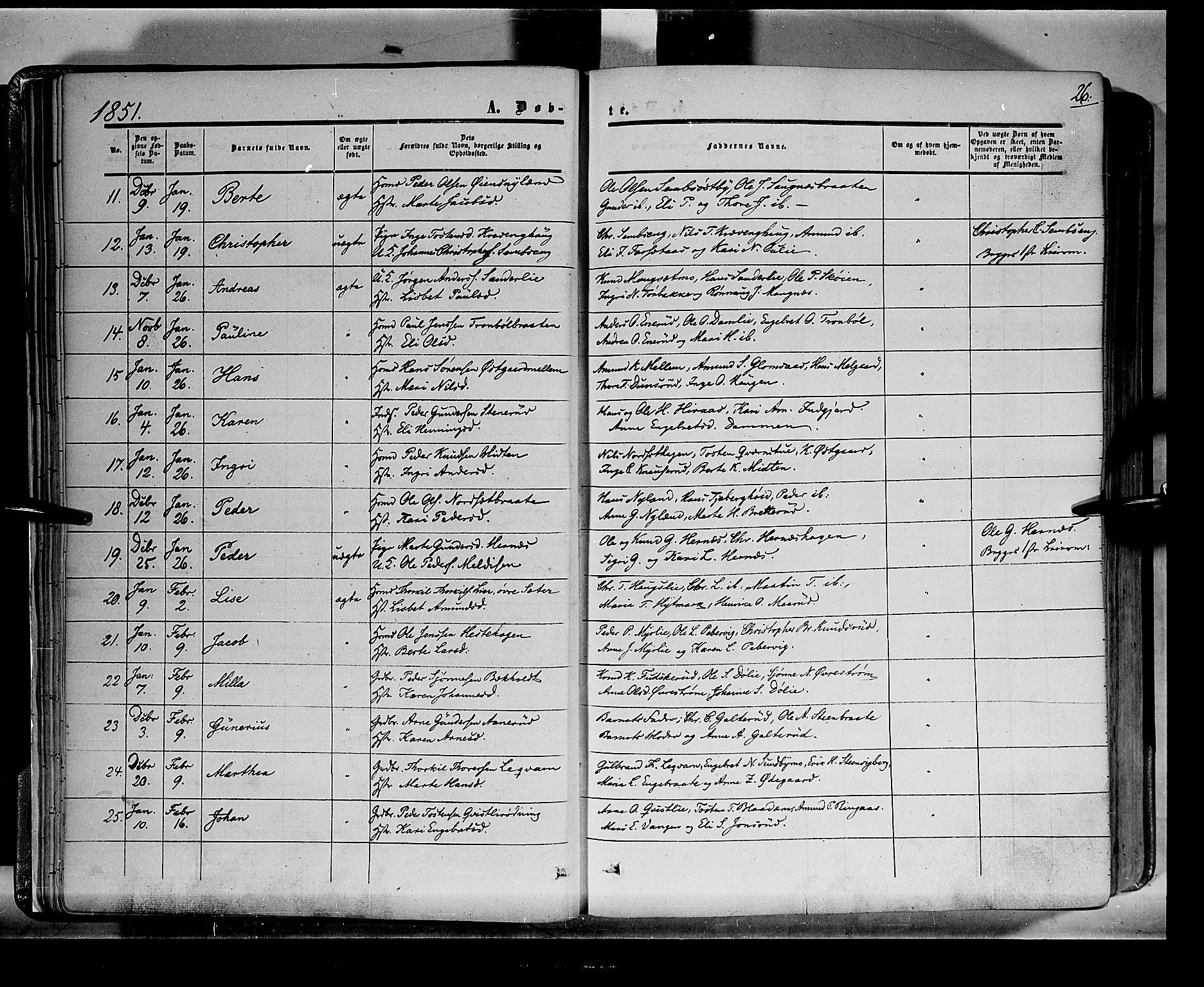 Sør-Odal prestekontor, AV/SAH-PREST-030/H/Ha/Haa/L0001: Parish register (official) no. 1, 1849-1859, p. 26