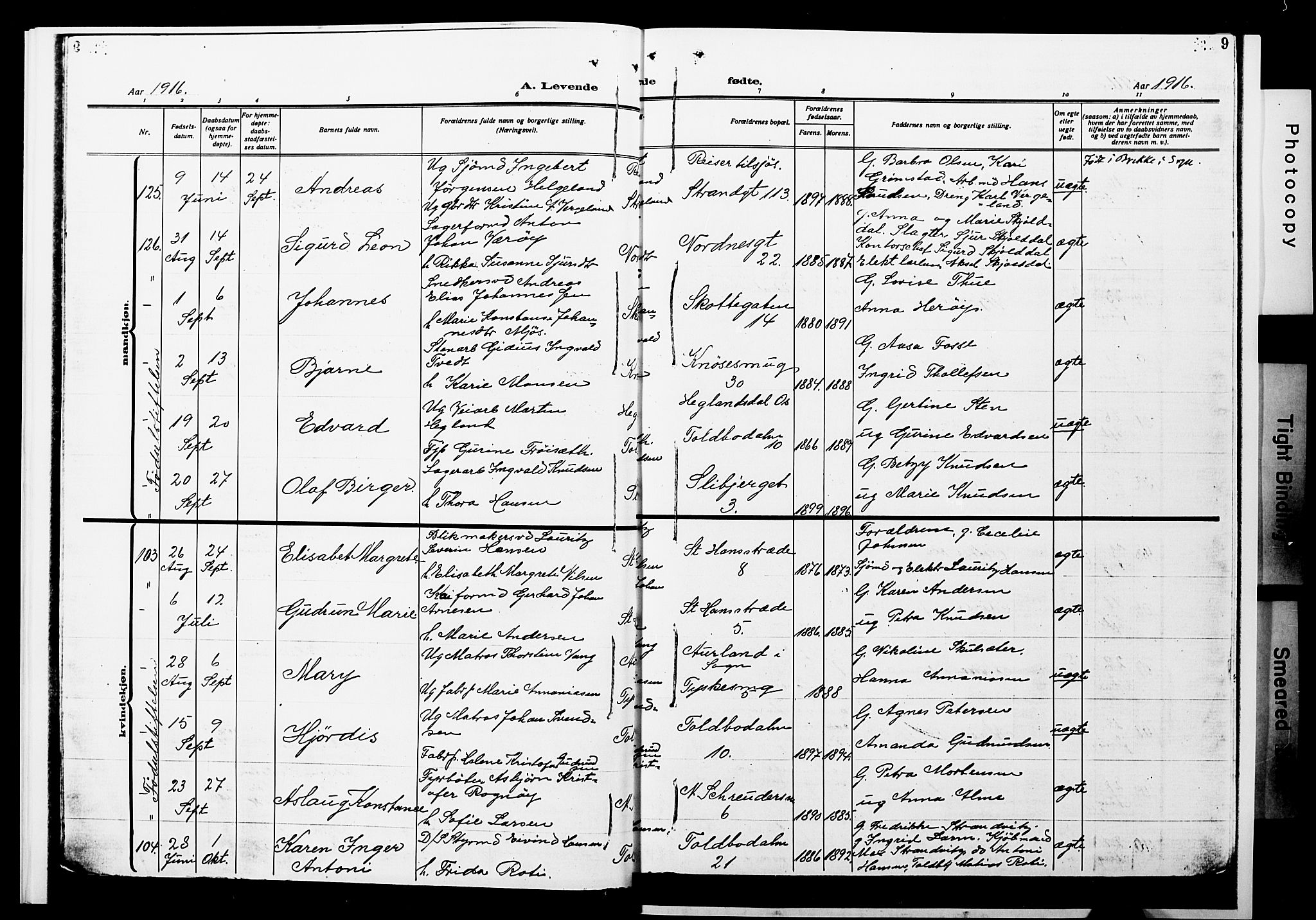 Nykirken Sokneprestembete, SAB/A-77101/H/Hab: Parish register (copy) no. B 7, 1916-1921, p. 9