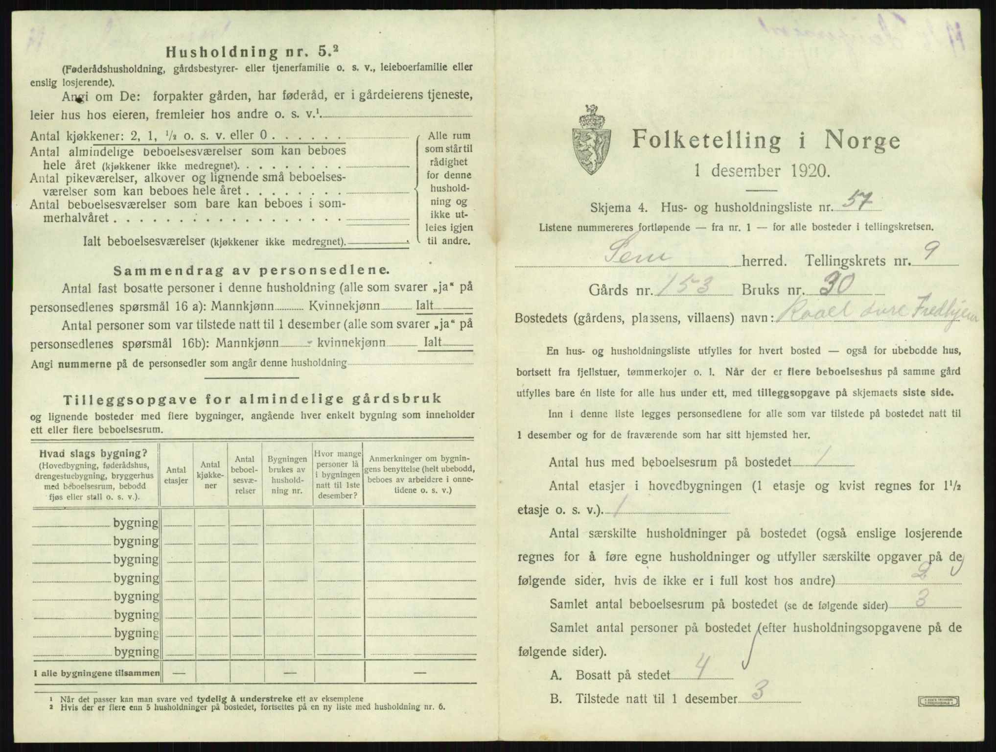SAKO, 1920 census for Sem, 1920, p. 2068
