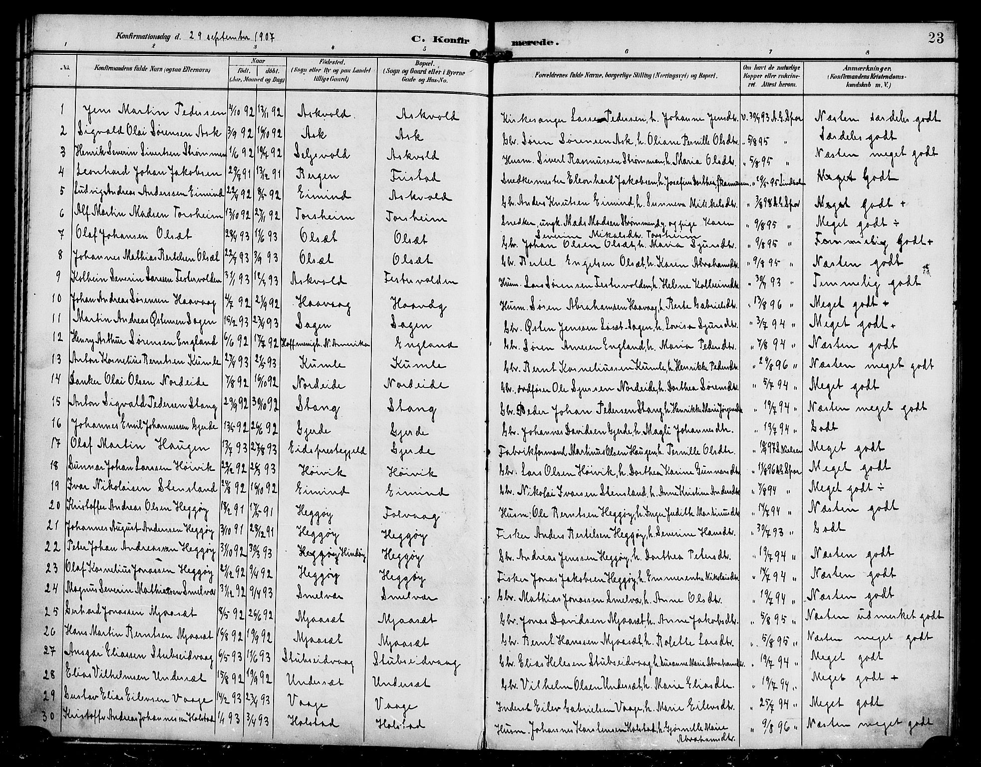Askvoll sokneprestembete, SAB/A-79501/H/Haa/Haab/L0001: Parish register (official) no. B 1, 1896-1920, p. 23