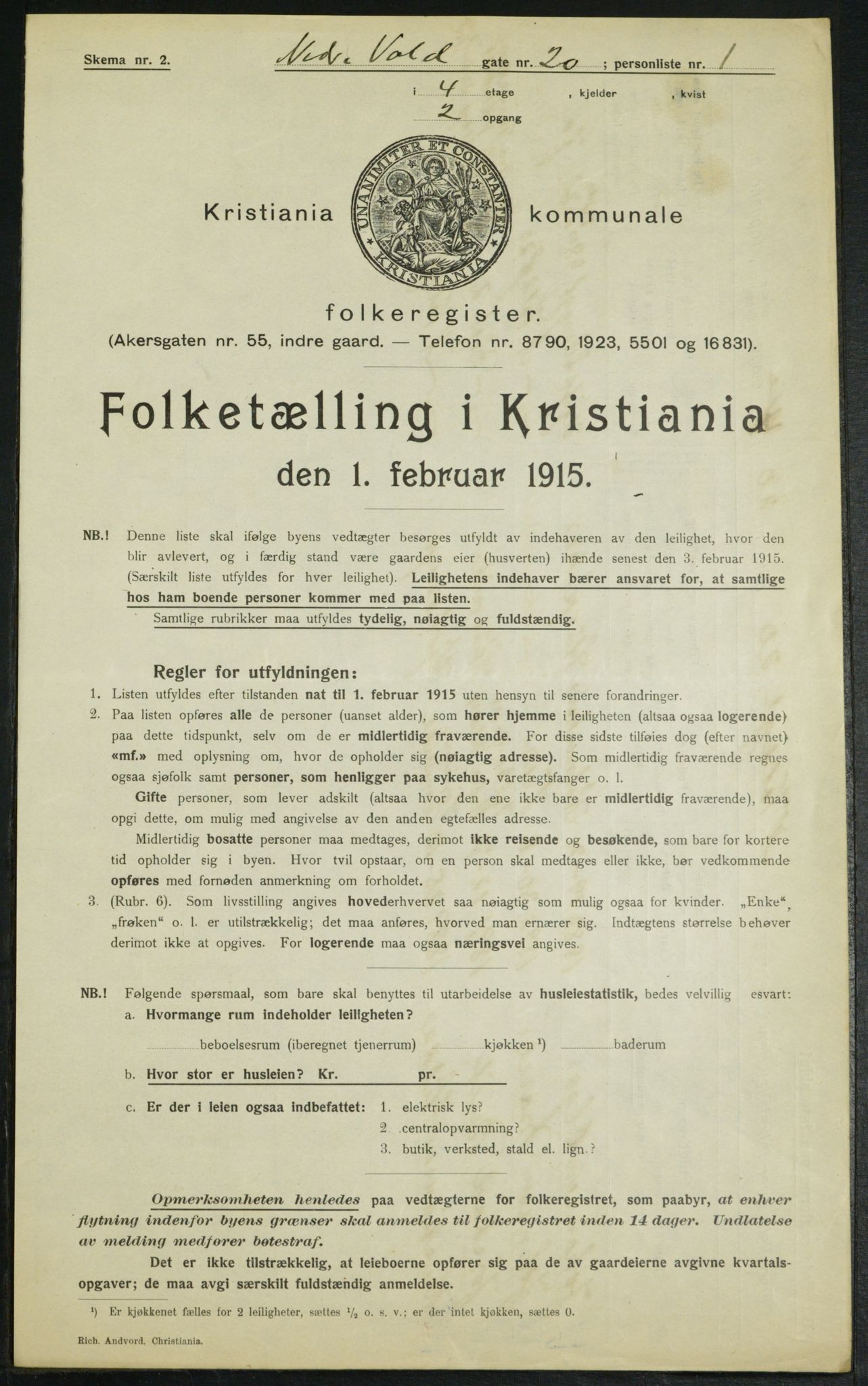 OBA, Municipal Census 1915 for Kristiania, 1915, p. 69050