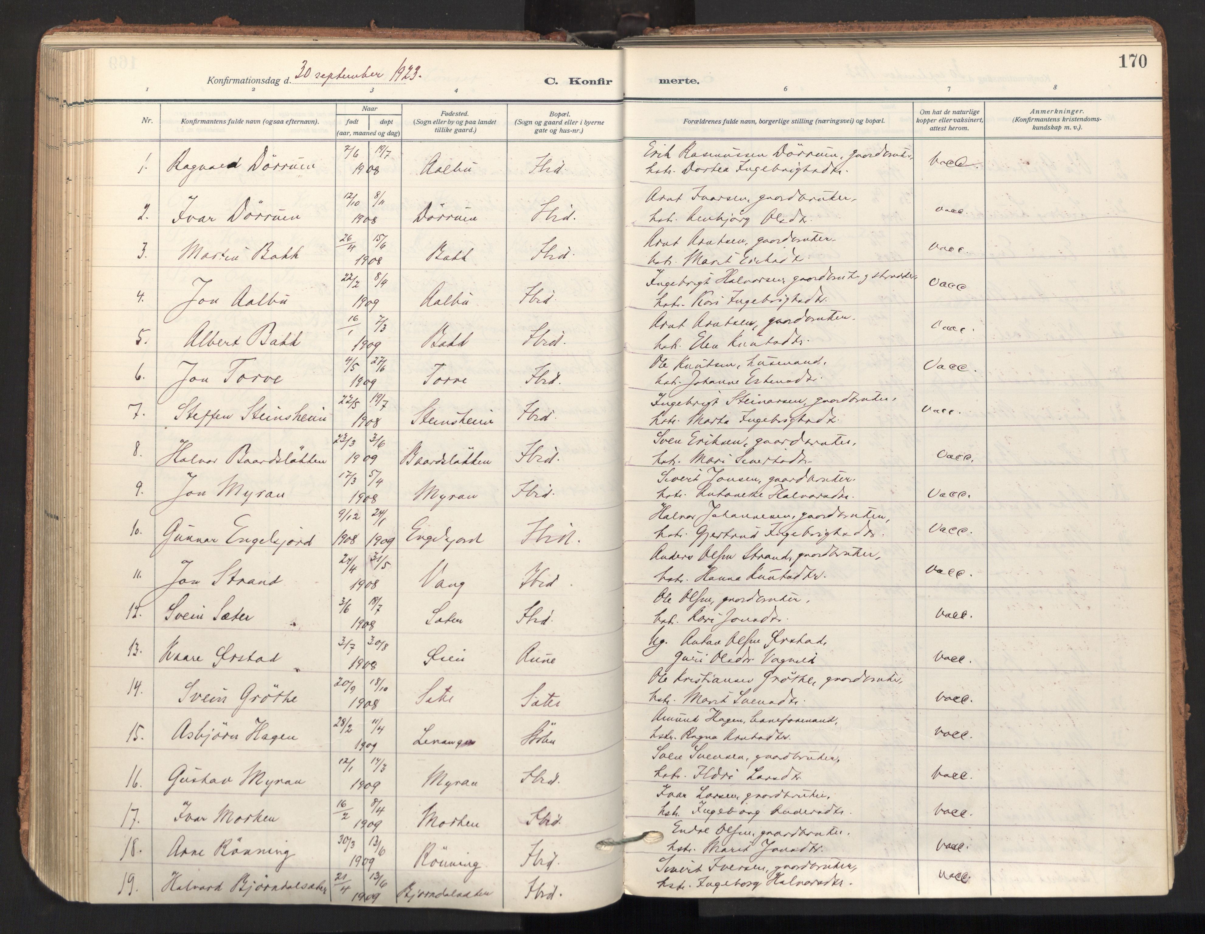 Ministerialprotokoller, klokkerbøker og fødselsregistre - Sør-Trøndelag, SAT/A-1456/678/L0909: Parish register (official) no. 678A17, 1912-1930, p. 170