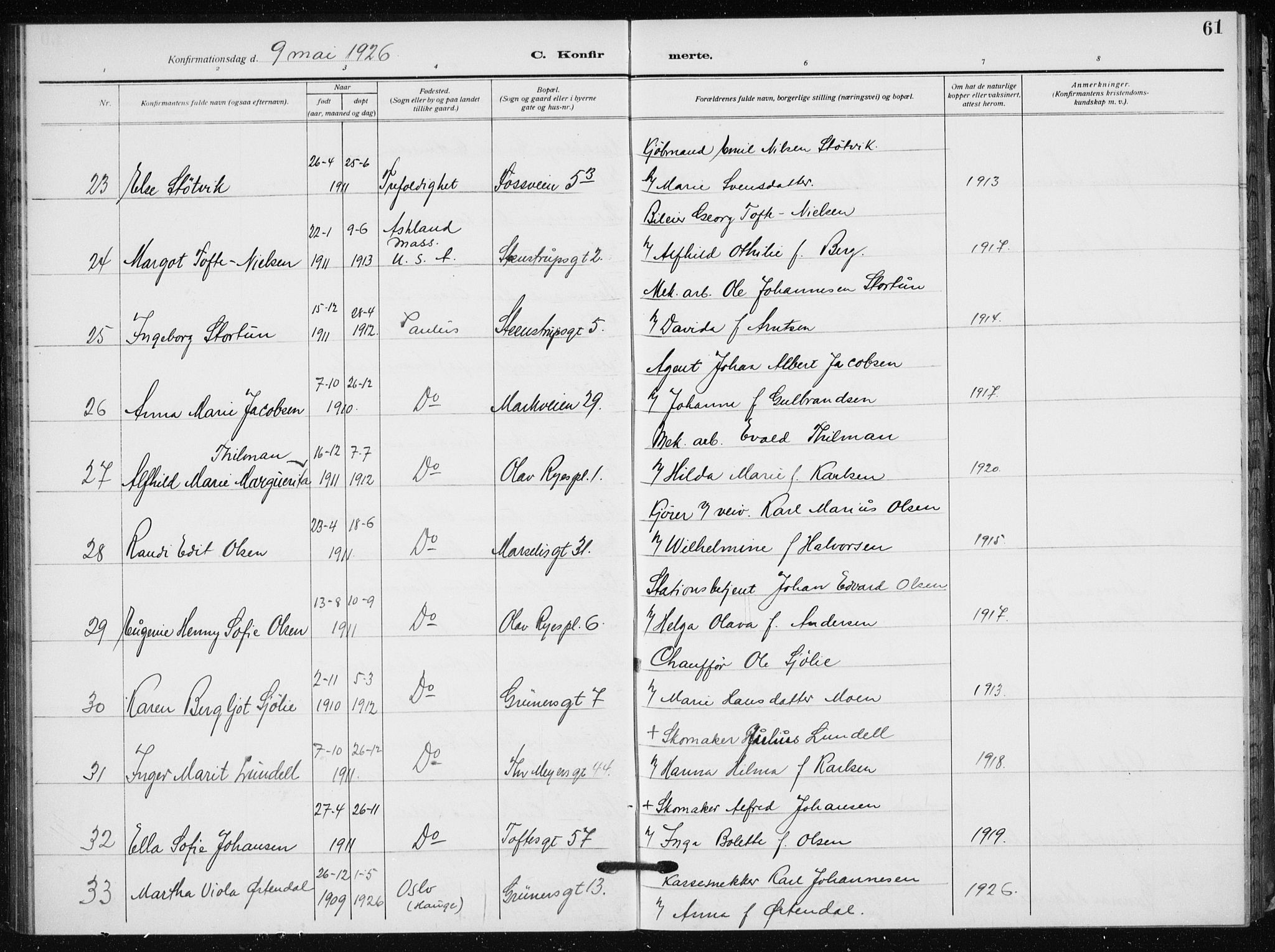 Hauge prestekontor Kirkebøker, AV/SAO-A-10849/F/Fa/L0002: Parish register (official) no. 2, 1917-1938, p. 61