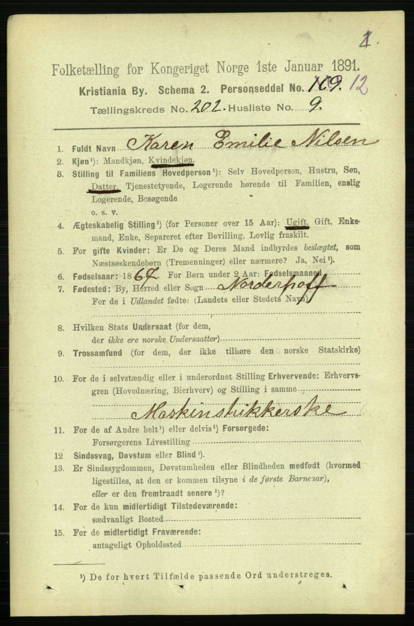 RA, 1891 census for 0301 Kristiania, 1891, p. 121691