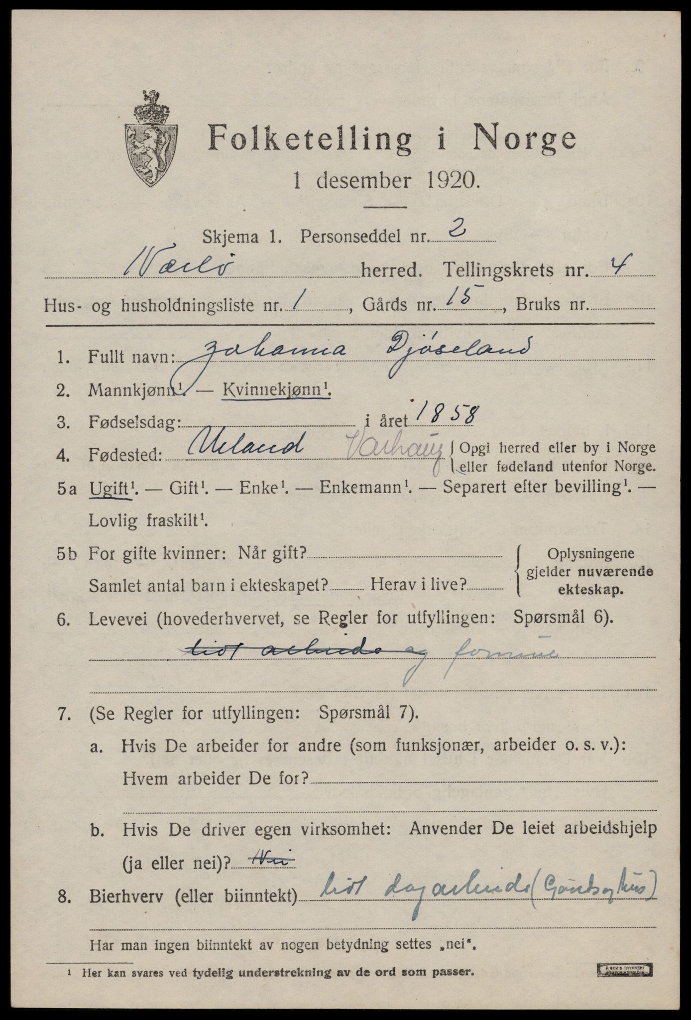 SAST, 1920 census for Nærbø, 1920, p. 2581