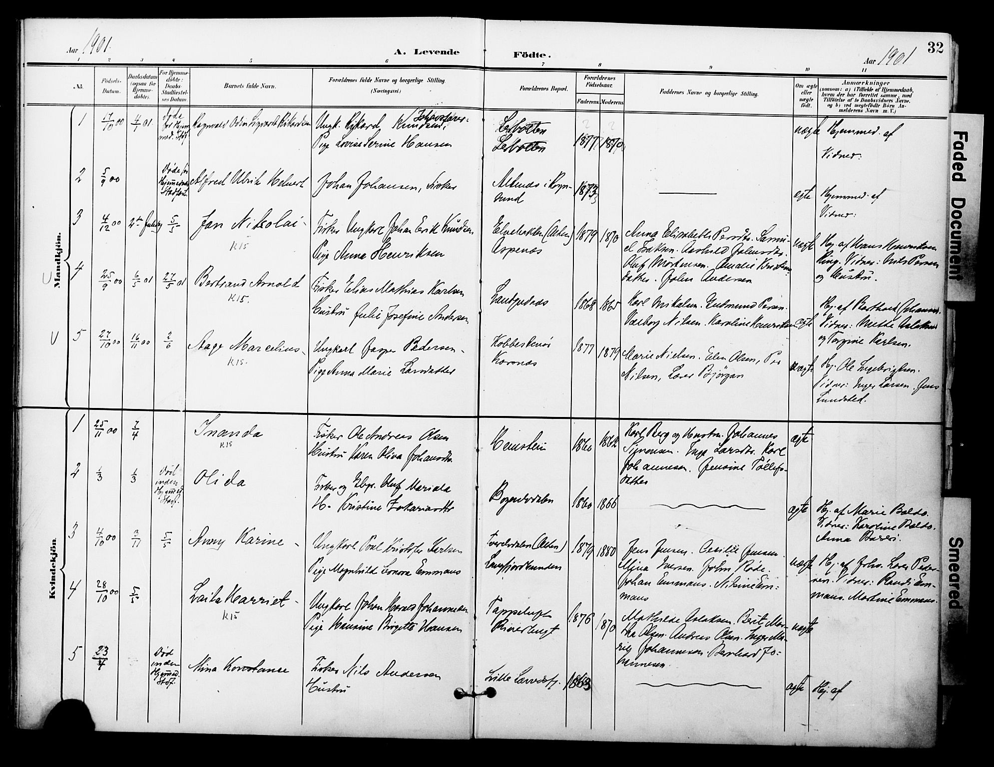 Talvik sokneprestkontor, SATØ/S-1337/H/Ha/L0014kirke: Parish register (official) no. 14, 1897-1905, p. 32
