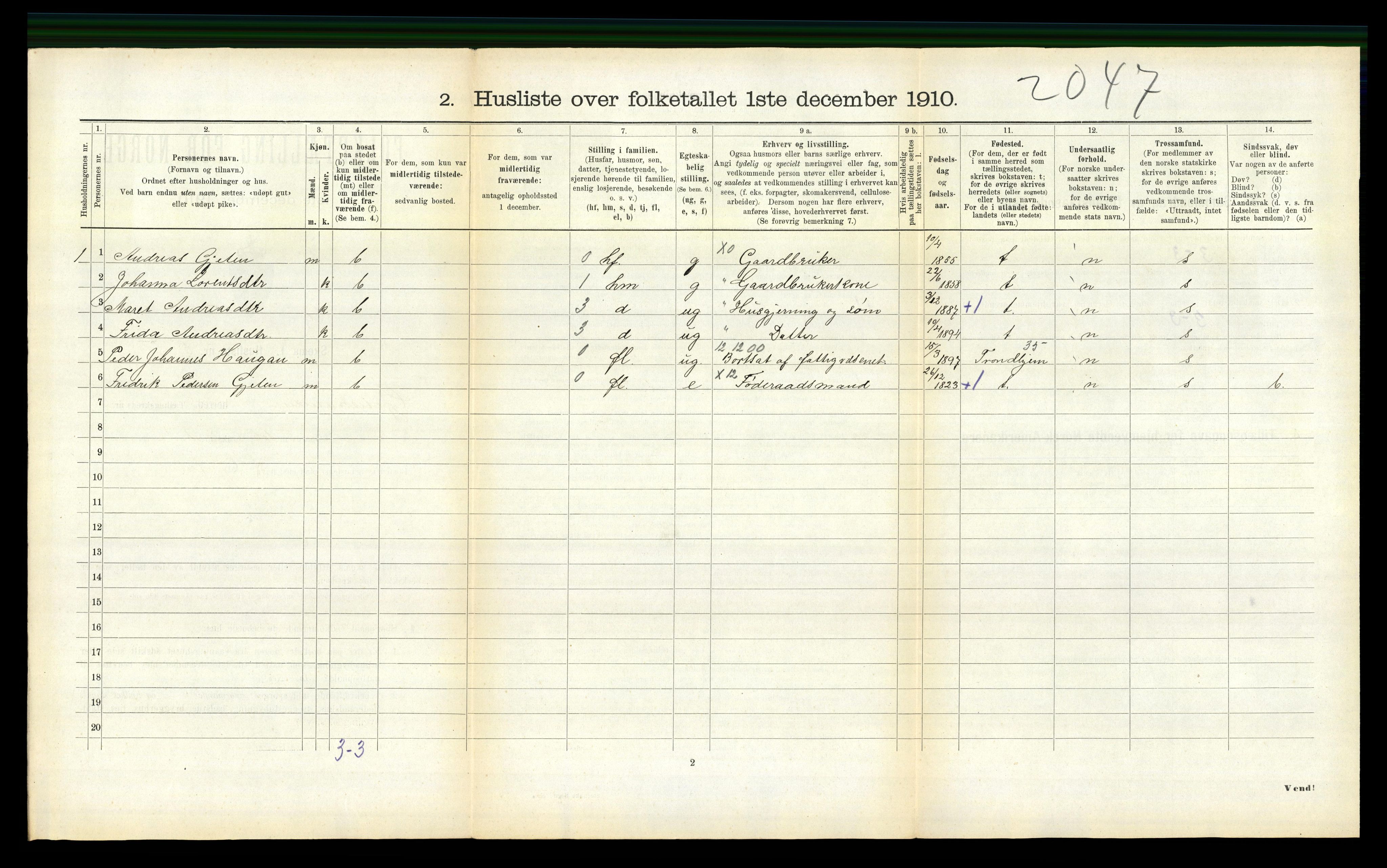 RA, 1910 census for Geitastrand, 1910, p. 191