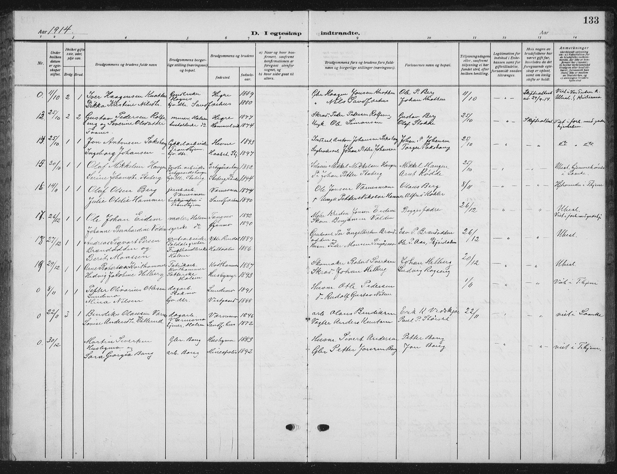 Ministerialprotokoller, klokkerbøker og fødselsregistre - Nord-Trøndelag, SAT/A-1458/709/L0088: Parish register (copy) no. 709C02, 1914-1934, p. 133