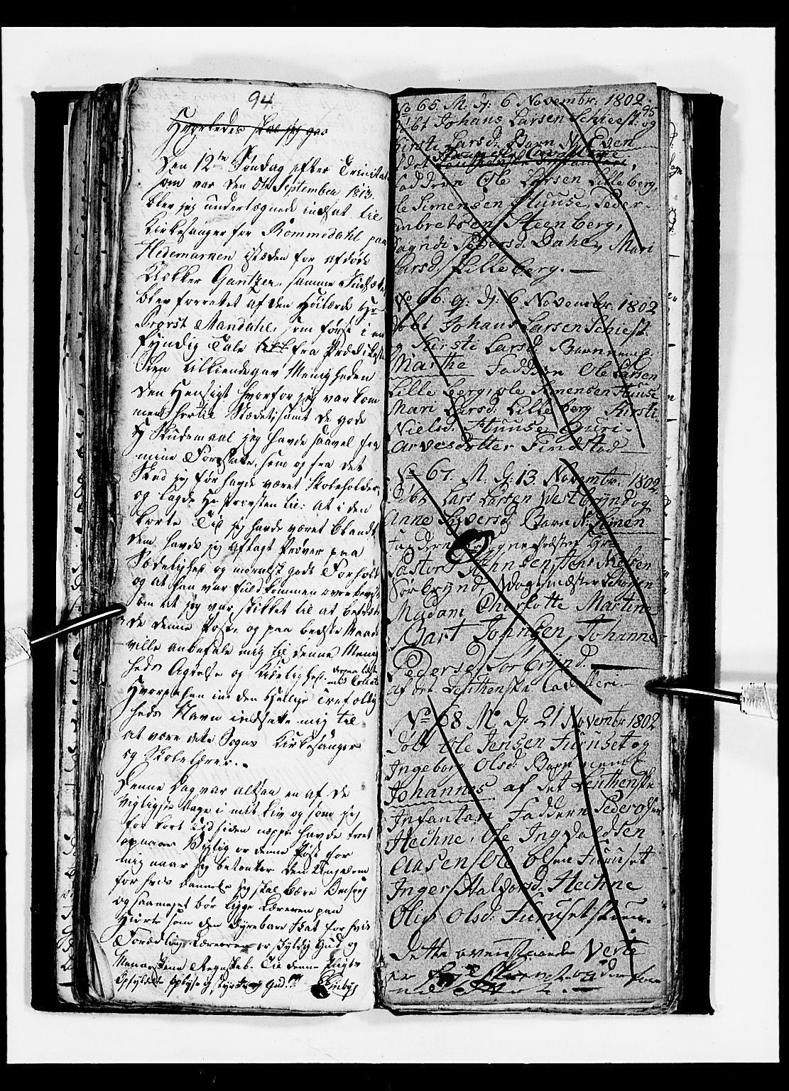 Romedal prestekontor, SAH/PREST-004/L/L0003: Parish register (copy) no. 3, 1801-1806, p. 94-95