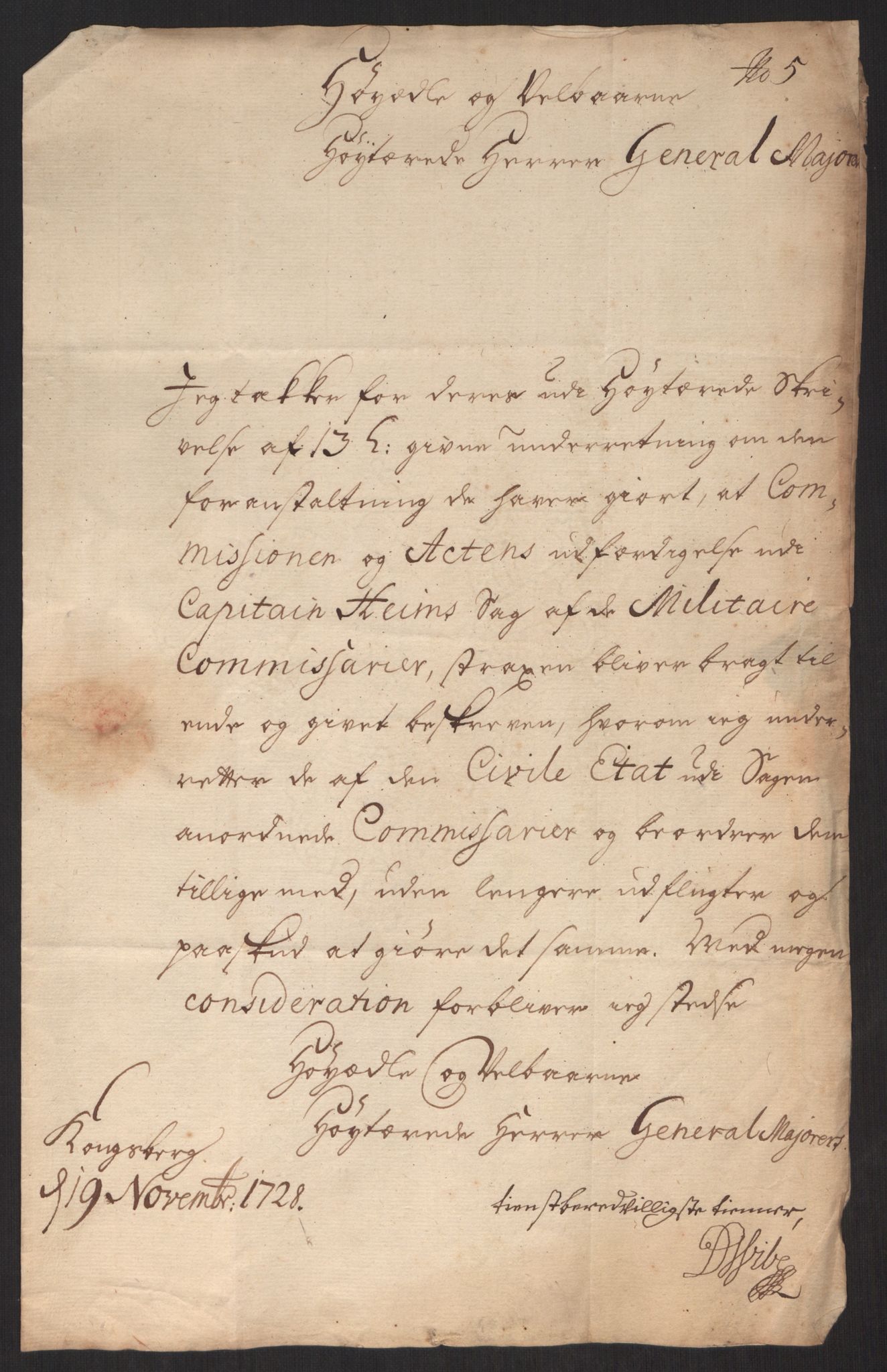 Kommanderende general (KG I) med Det norske krigsdirektorium, AV/RA-EA-5419/D/L0060: Stattholderens, stiftamtmenns og amtmenns brev, 1720-1730, p. 371